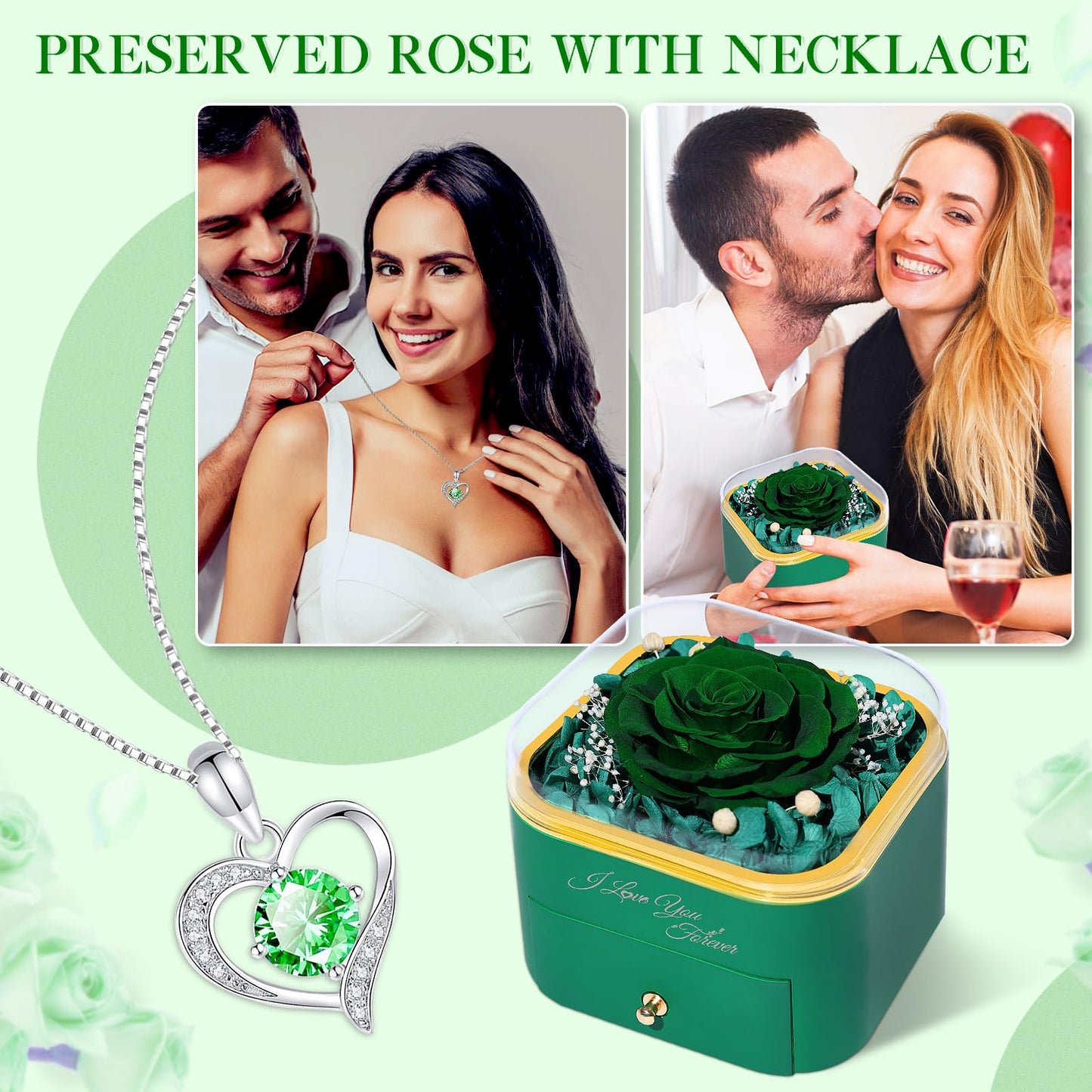 Beferr Valentines Day Gifts for Her Preserved Real Rose with Necklace Eternal Roses Forever Flowers for Delivery Prime Mothers Anniversary Birthday Gifts for Women Mom Grandma Wife Daughter Girlfriend