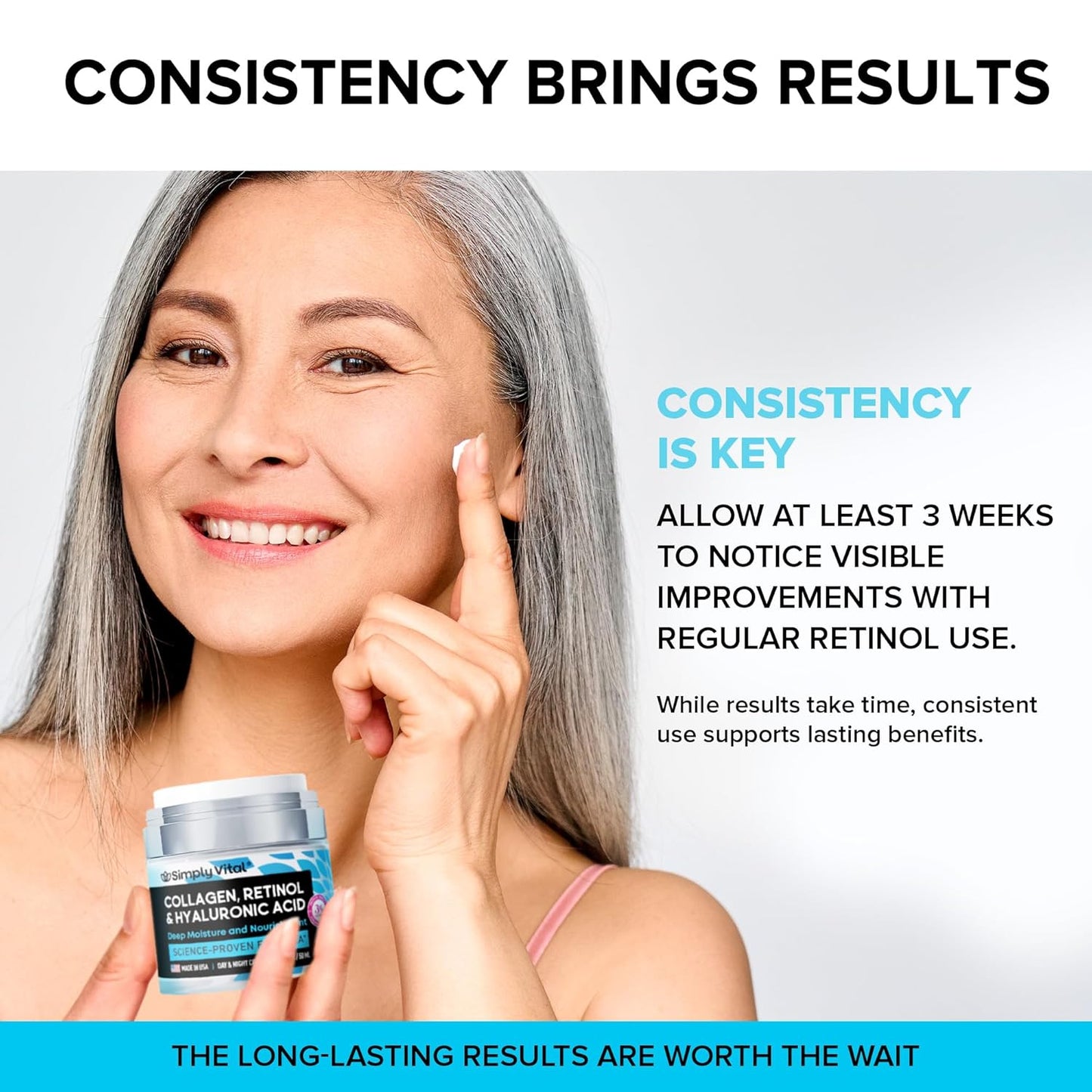 Anti-Aging Retinol Cream | Collagen & Hyaluronic Acid | Daily Moisturizer - 3.38 fl oz