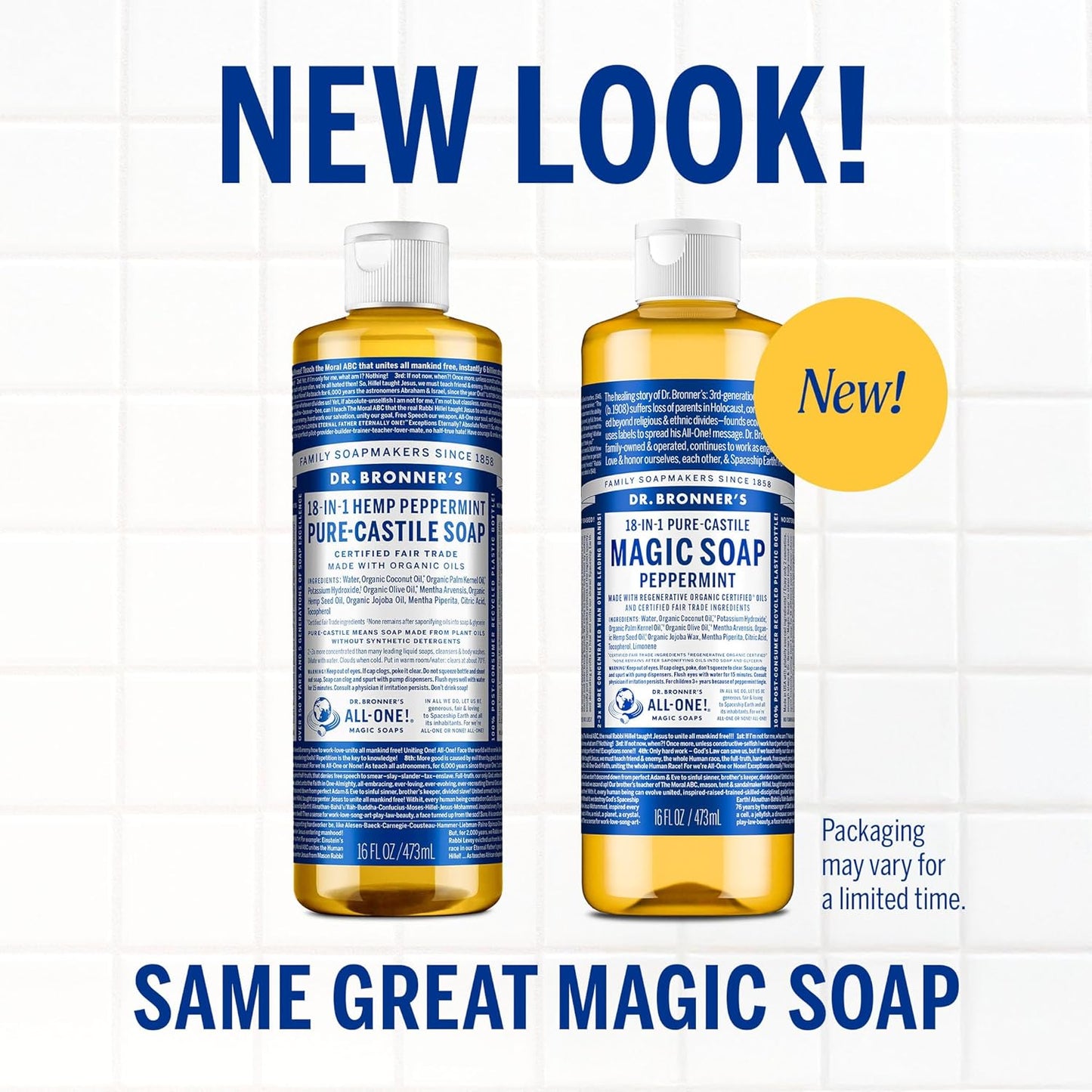 Dr. Bronner's Pure-Castile Liquid Soap | Peppermint 64 Oz | Vegan & Organic