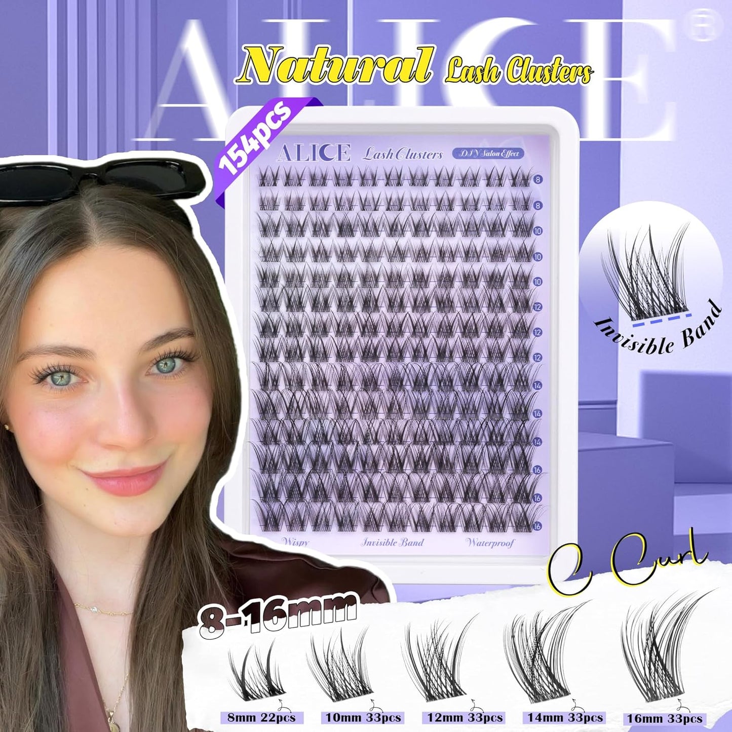 ALICE Wispy Cluster Eyelash Extensions | 192pcs Natural Individual Lashes | DIY 10-18mm