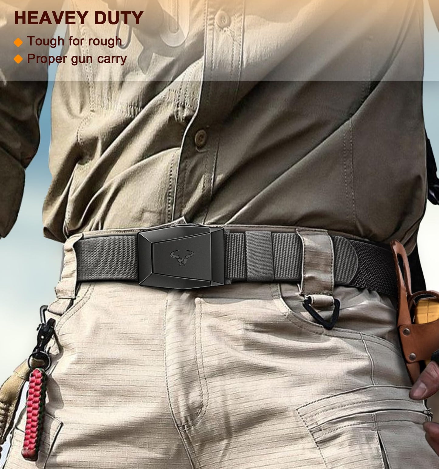 BULLIANT Men Belt 2 Pack,Nylon Web Holster Belt Stretch for Gift Men Outdoor Work Sports Hunting Hiking,Quick Release(Black/Dark Gray,28"-34" Waist Adjustable)