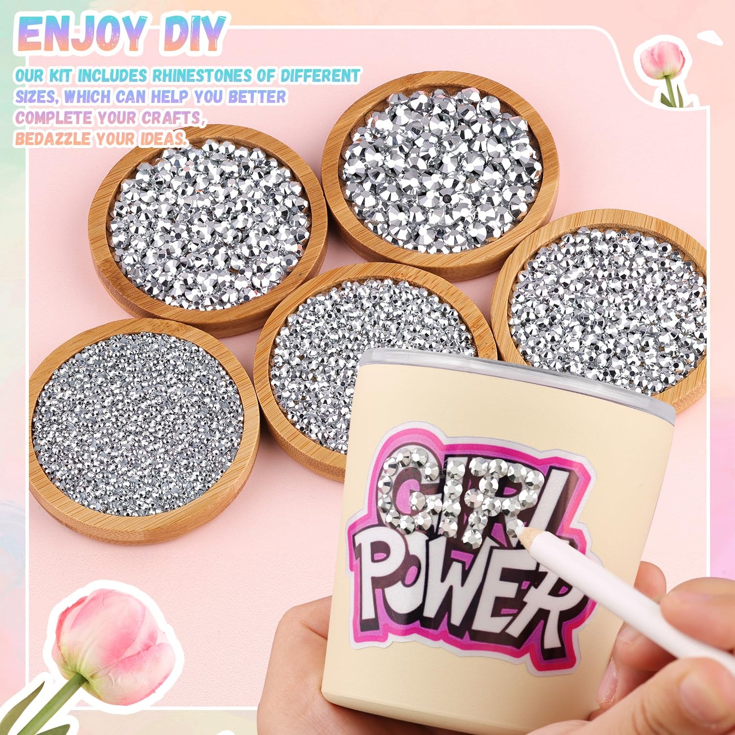 30000Pcs Resin Rhinestones for Bedazzling with 3Pcs B7000 Jewelry Glue, Silver Flatback Gems Rhinestones for Crafting, Clothing Tumblers Mugs Shoes Fabric Decor Nail Art