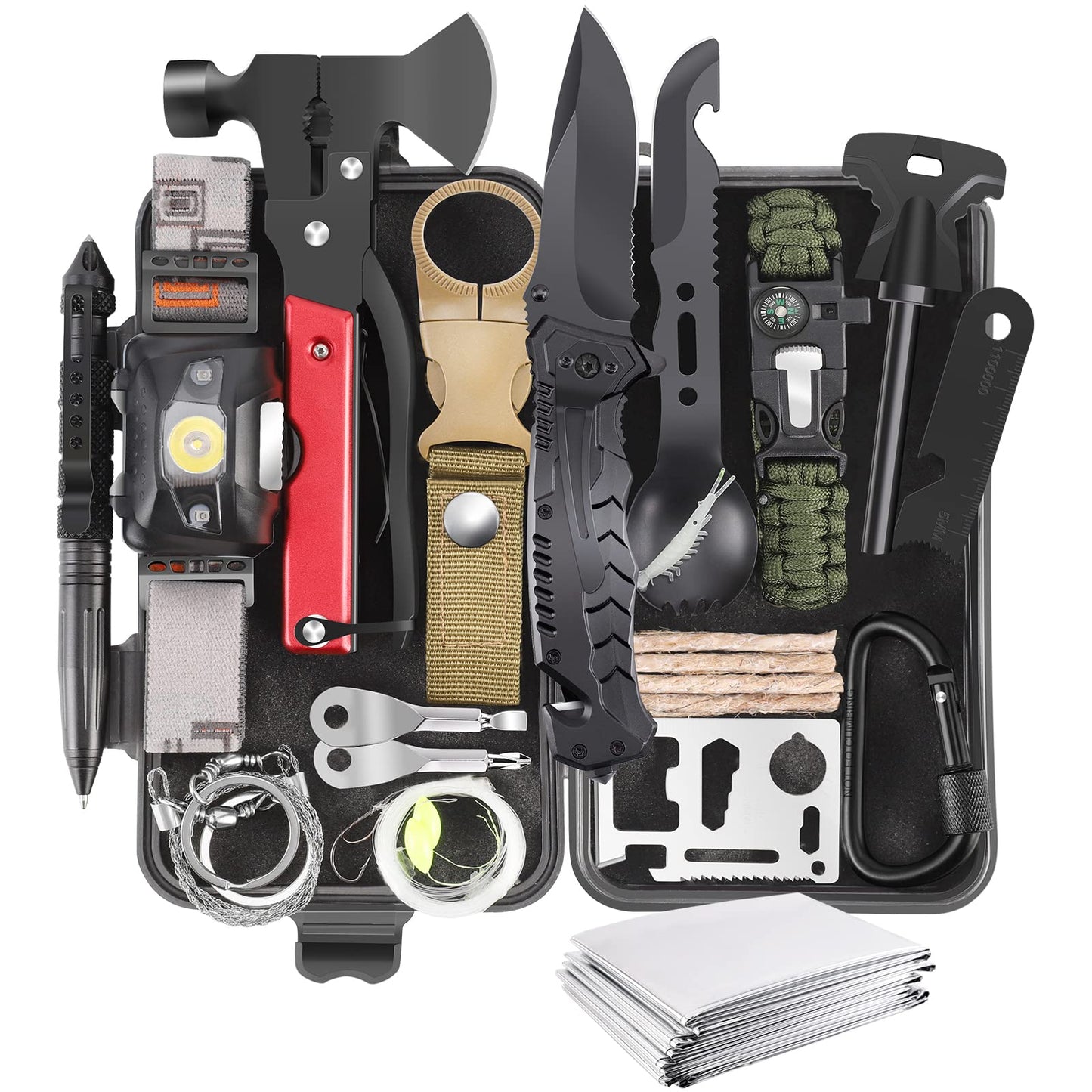 Gifts for Men Dad Husband Boyfriend, 30 in 1 Survival Gear and Equipment, Emergency Survival Kit Camping Accessories, First Aid Kit for Camping Hiking Hunting Fishing