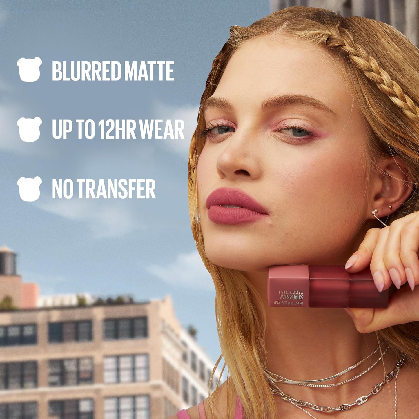 Maybelline Super Stay Teddy Lip Tint, Long Lasting Matte Lipstick For Up To 12HR Wear, Skinnydip, 1 Count