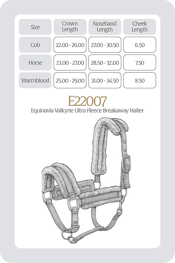Equinavia Valkyrie Ultra Fleece Breakaway Horse Halter | Padded Fleece Adjustable Safety Halter with Nylon Webbing - Navy/Navy - Horse