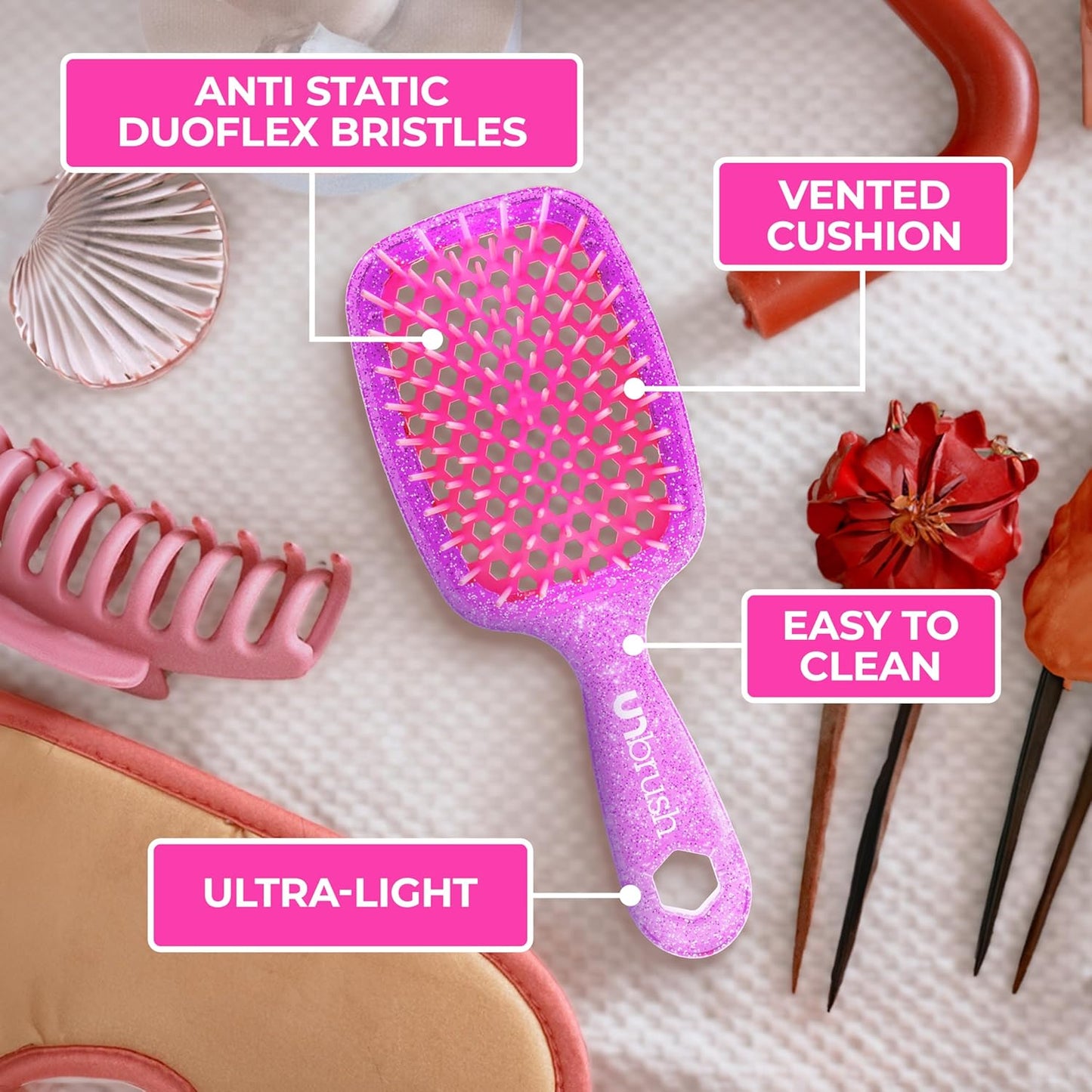 FHI Heat UNbrush Detangling Brush | Pain-Free for All Hair Types | Lightweight & Durable