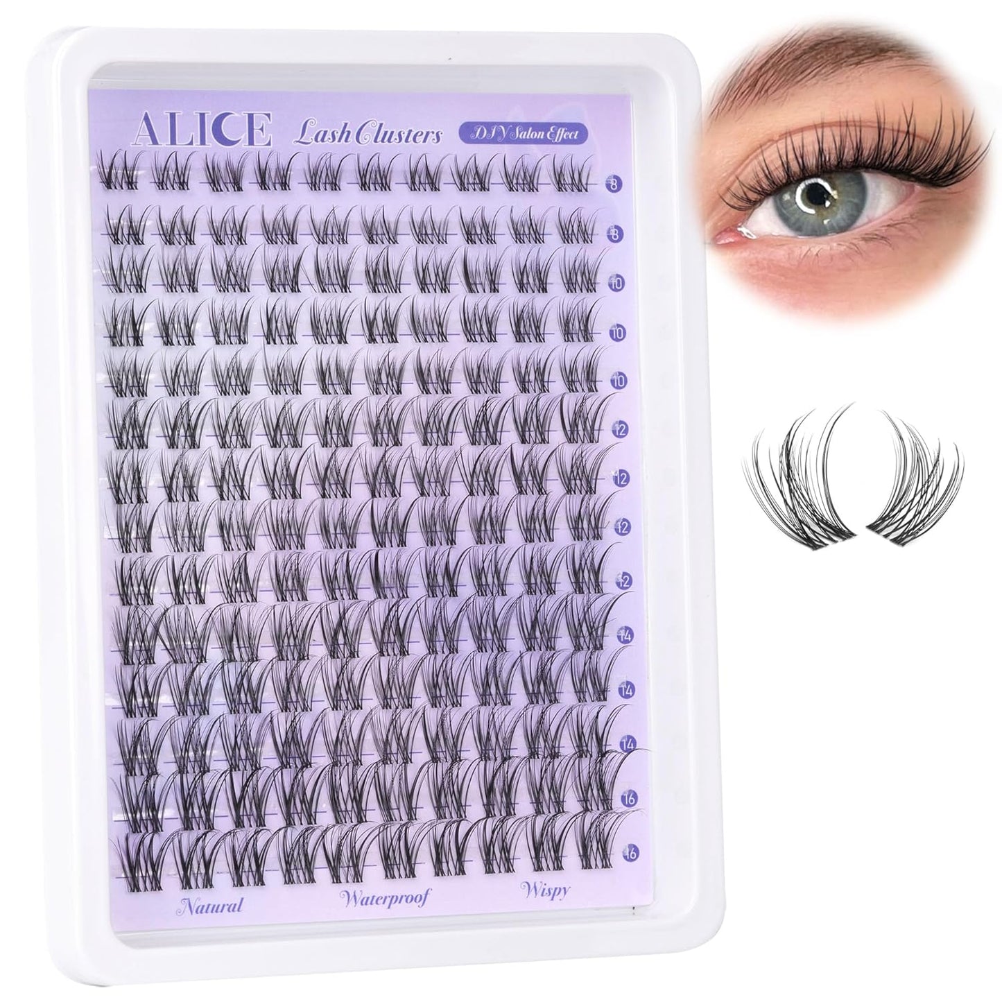 Natural Wispy Cluster Eyelash Extensions | Waterproof DIY Lashes | 224 Pcs