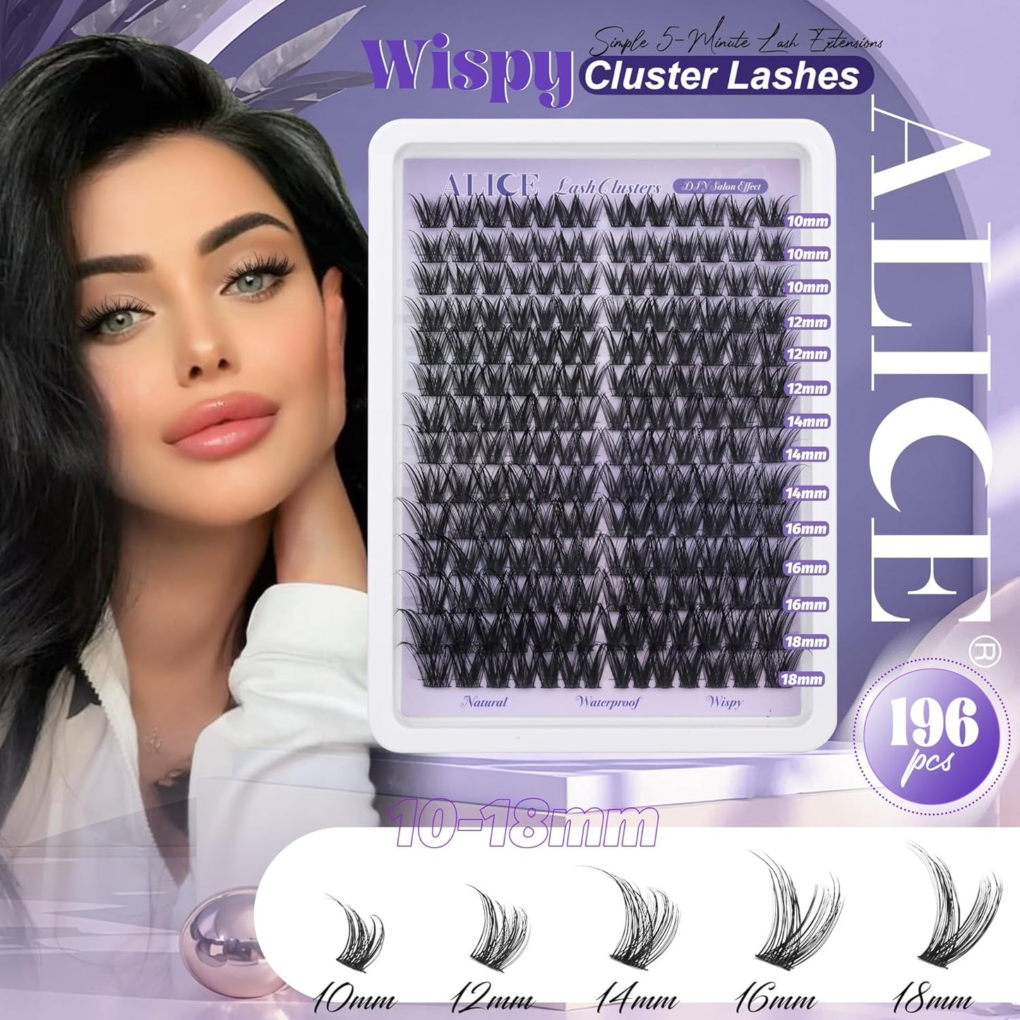 Natural Wispy Cluster Eyelash Extensions | Waterproof DIY Lashes | 224 Pcs