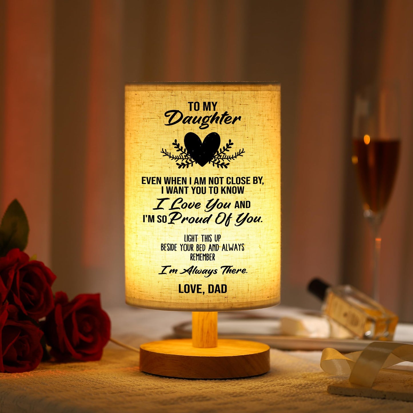 WSYEAR Valentines Day Birthday Gifts for Daughter from Dad,to My Daughter Gifts from Dad- Table Lamp Best Father Daughter Graduation Gifts for Grown Daughter