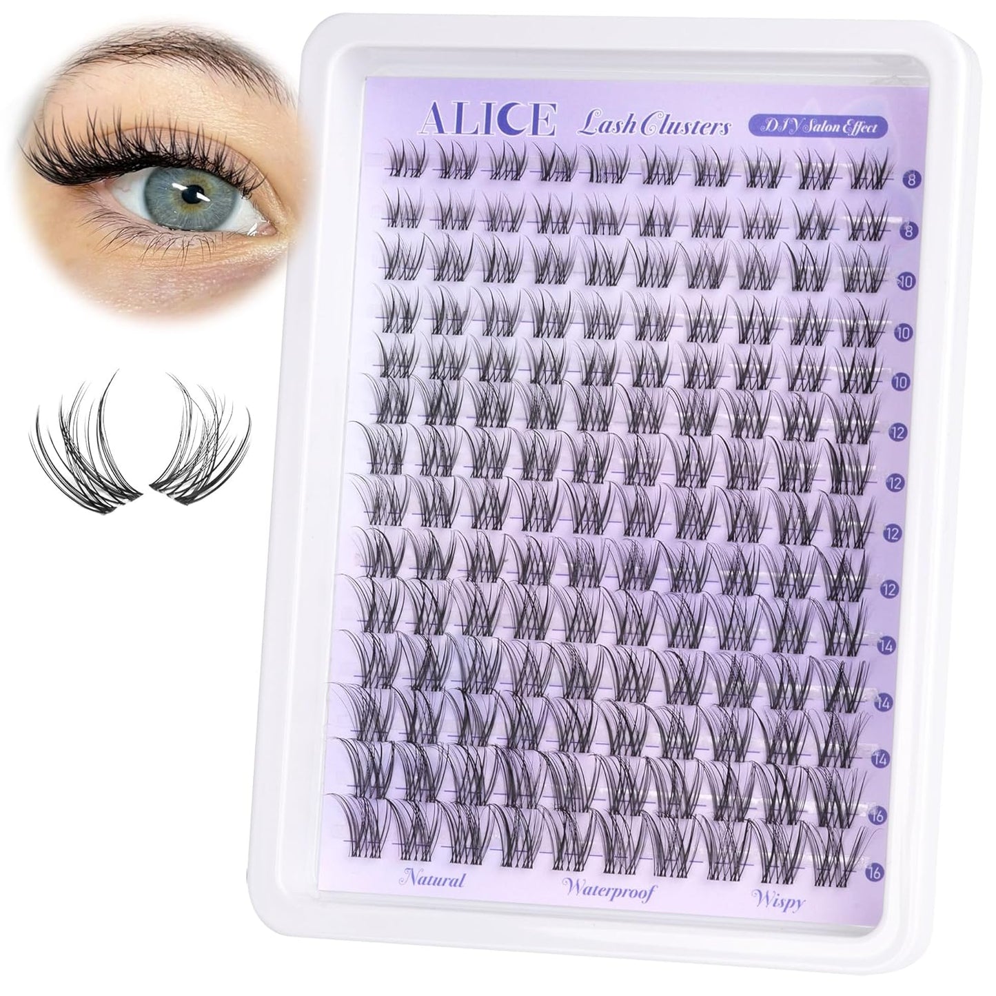 ALICE Wispy Eyelash Clusters Kit | 10-18mm Natural Individual Lashes | 168pcs