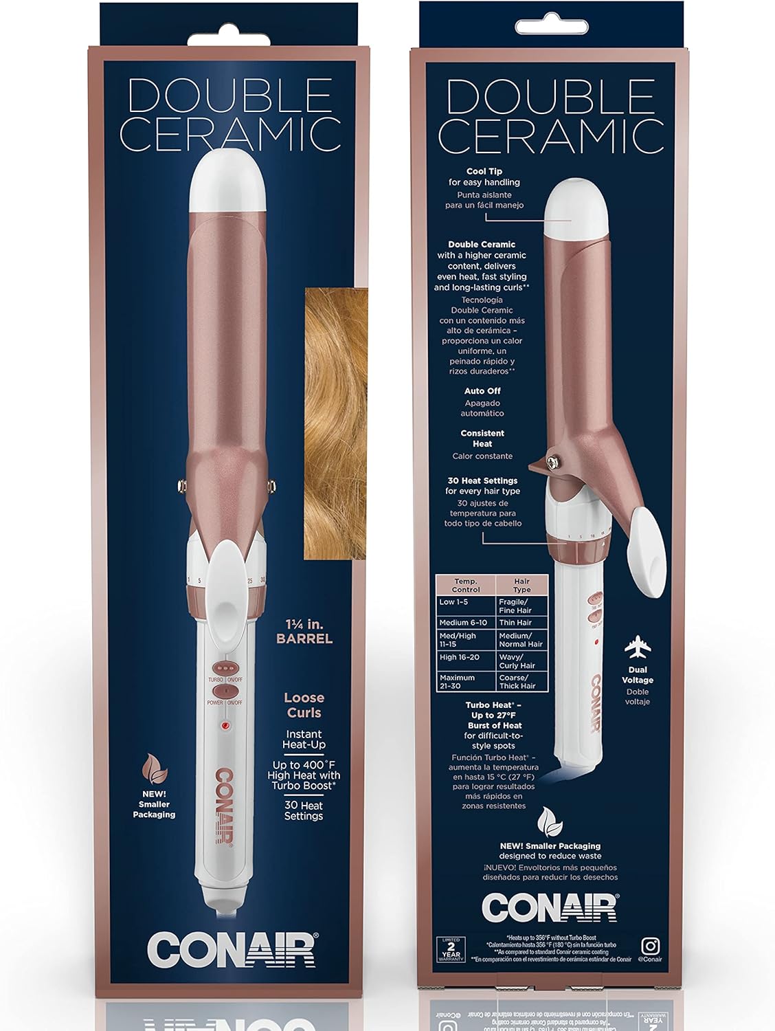 Conair Double Ceramic 3/4-Inch Curling Iron | Bonus Claw Clip | Tight Curls