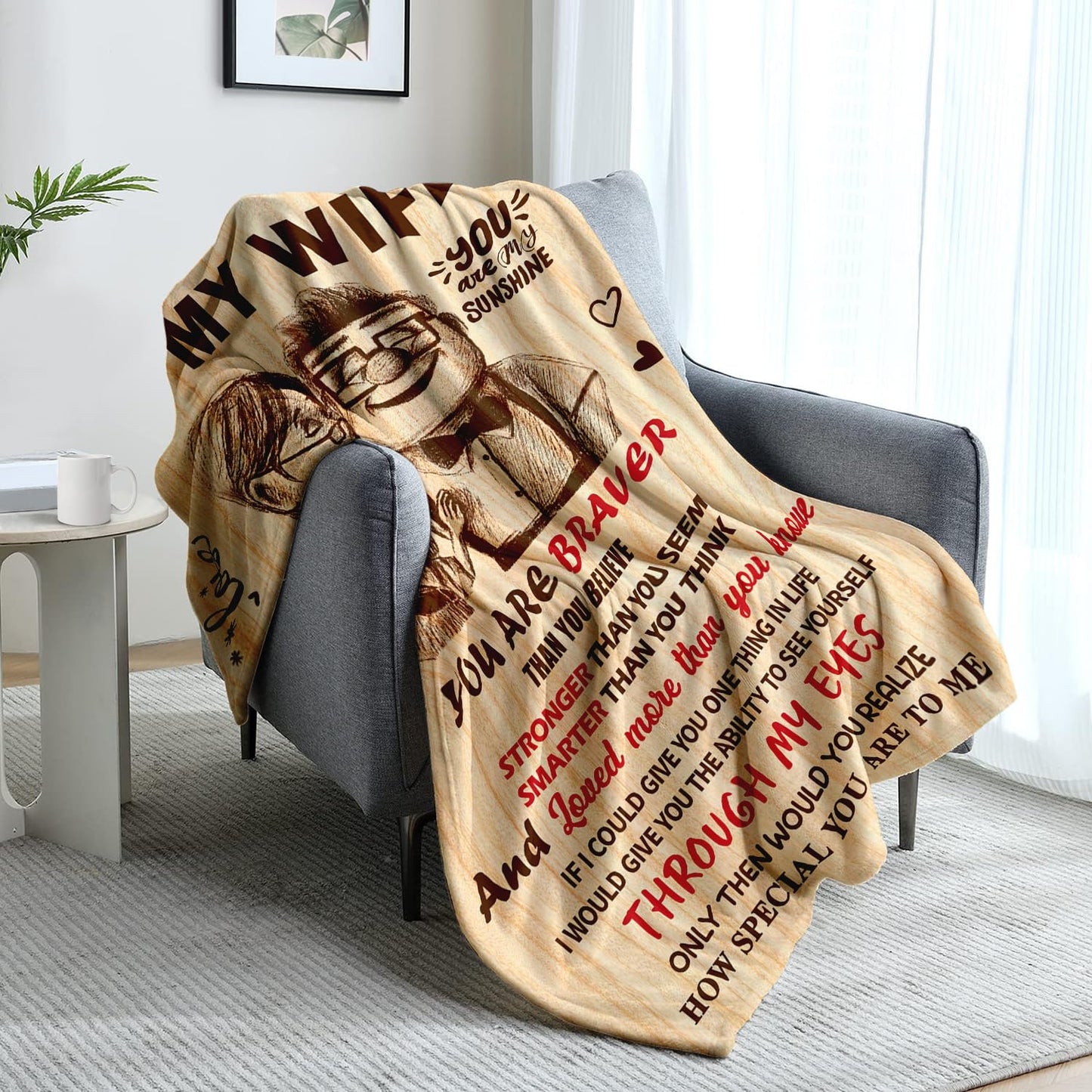 NAIREG Valentines Day Gifts for Her - Gifts for Wife from Husband - Wedding Anniversary Romantic Gifts for Women - Wife Birthday Gift Ideas - I Love You Gift for Her - to My Wife Blanket 50"x60"