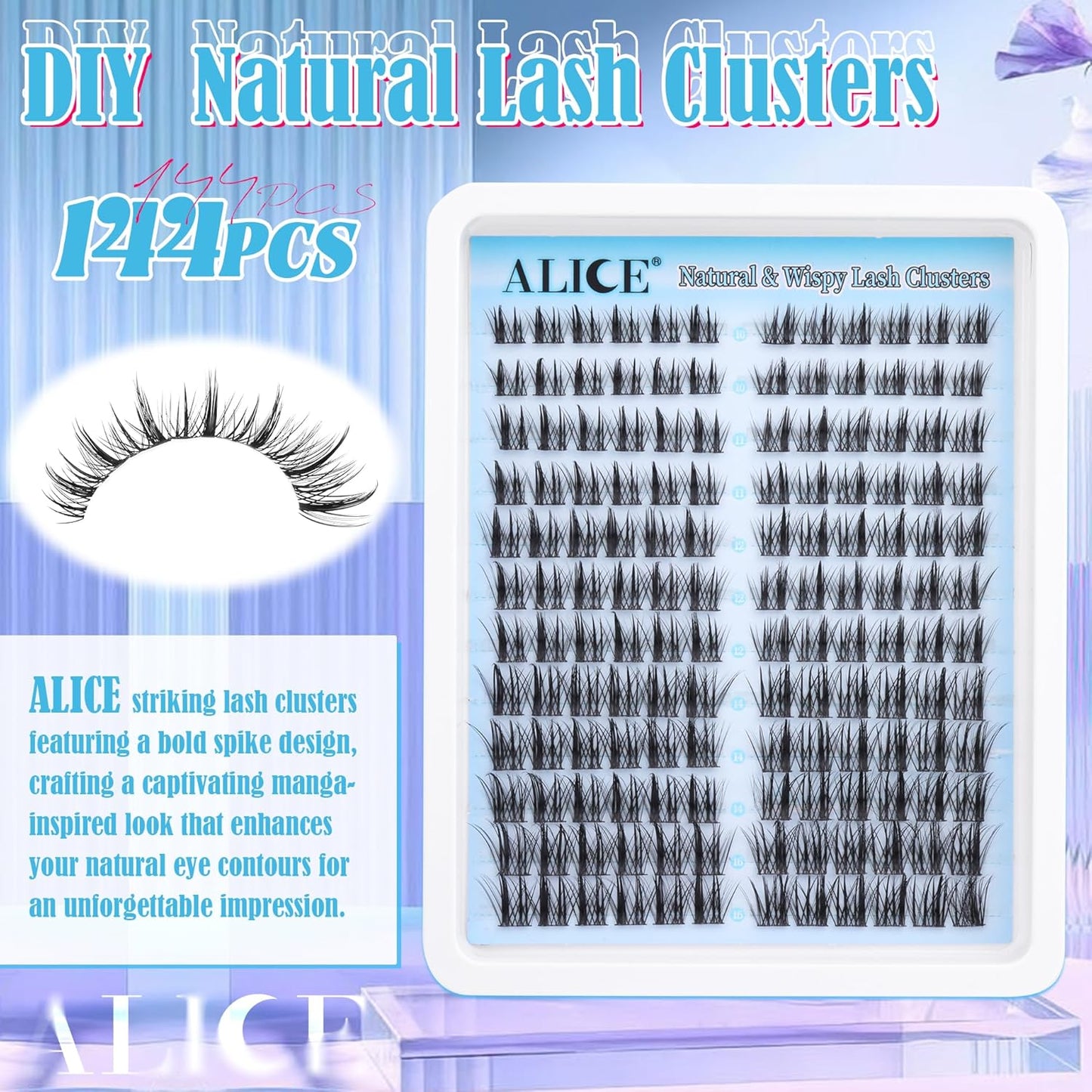 ALICE Wispy Eyelash Clusters Kit | 10-18mm Natural Individual Lashes | 168pcs