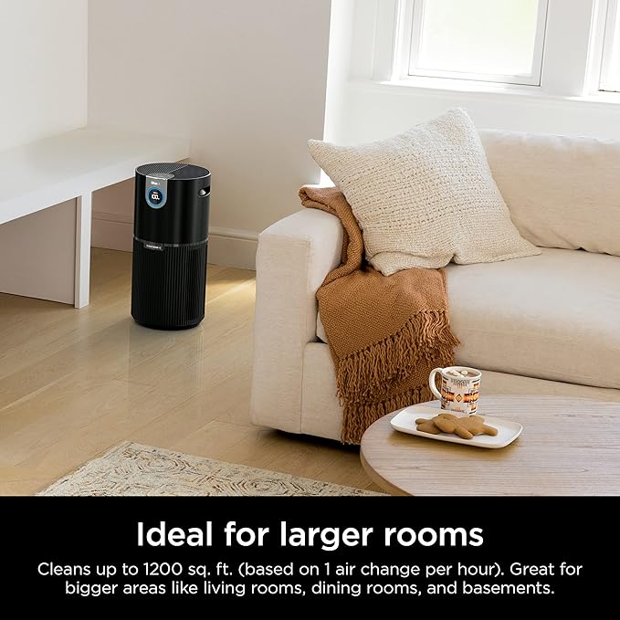Shark Air Purifier for Home, Office, and Bedroom, Clean Sense Technology, HEPA Air Filter, 1200 Sq Ft, Captures 99.98% of Particles, Pet Dander, Pollutants, Dust, Smoke, Allergens & Smells, HP202