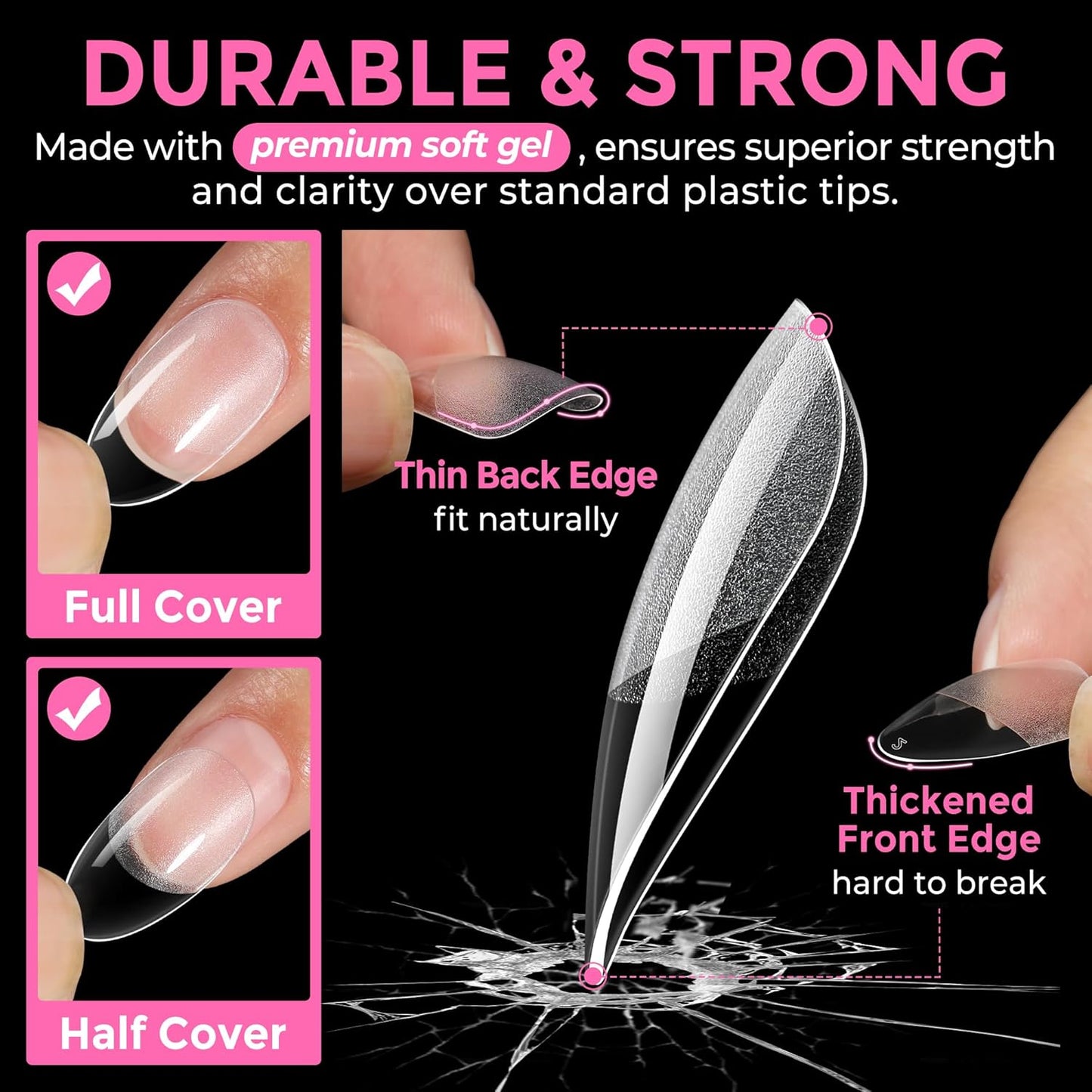 Extra Short Square Fake Nails | 216pcs Gel Tips | Full Cover Acrylic for DIY