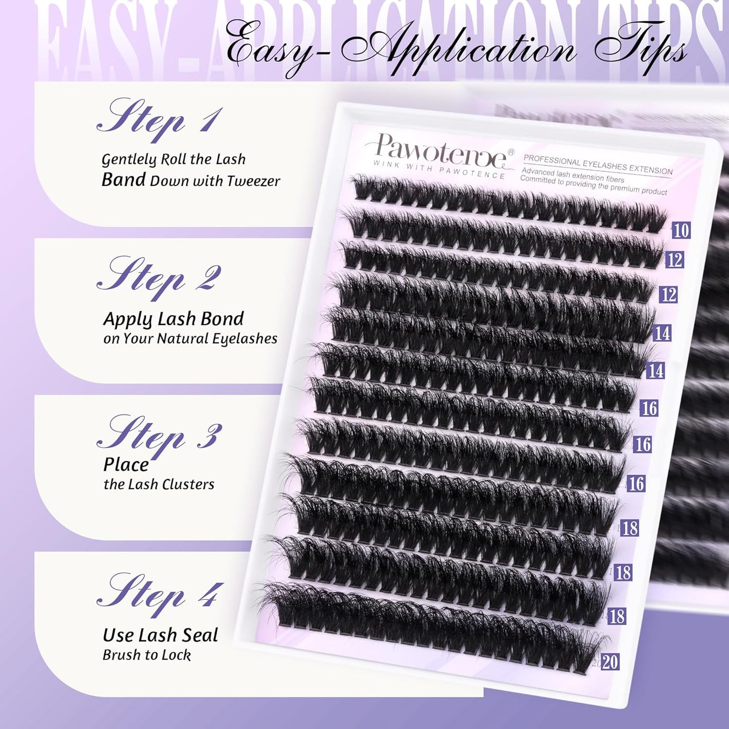 DIY Lash Extension Kit | 280 Pcs Mink 60D & 80D Clusters | Bond, Seal & Tweezers