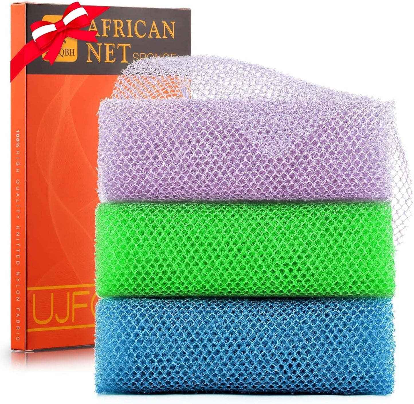 Exfoliating African Bath Sponge | Long Net Body Scrubber | Green