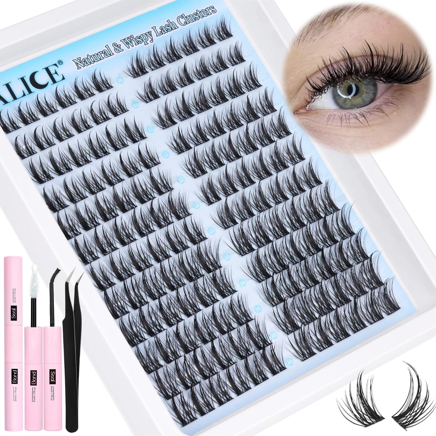 Natural Wispy Lash Extension Kit | 140pcs Clear Band Cluster Lashes for DIY