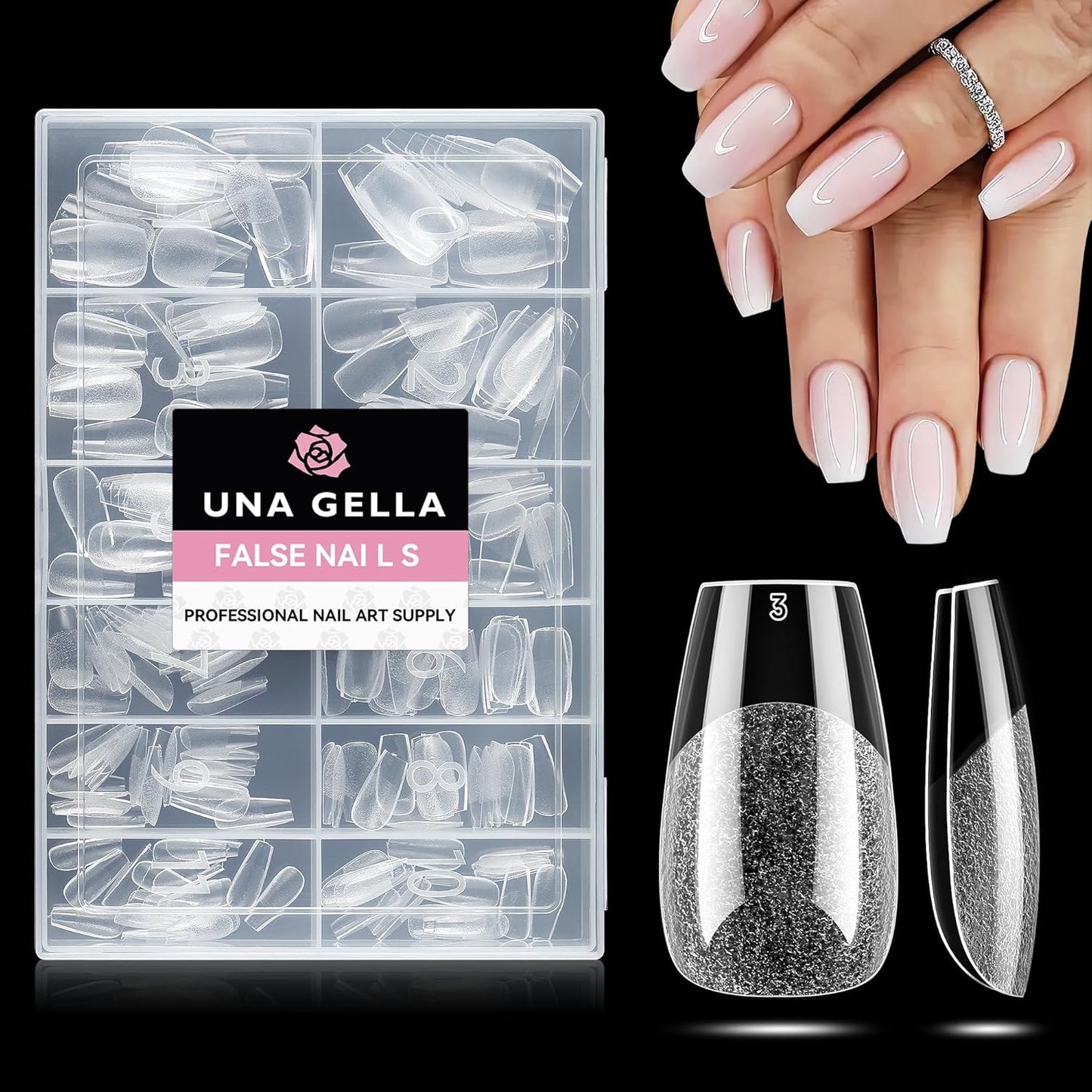 Almond Press-On Nails | 216 Pcs Full Cover Acrylic Tips | DIY Nail Extensions