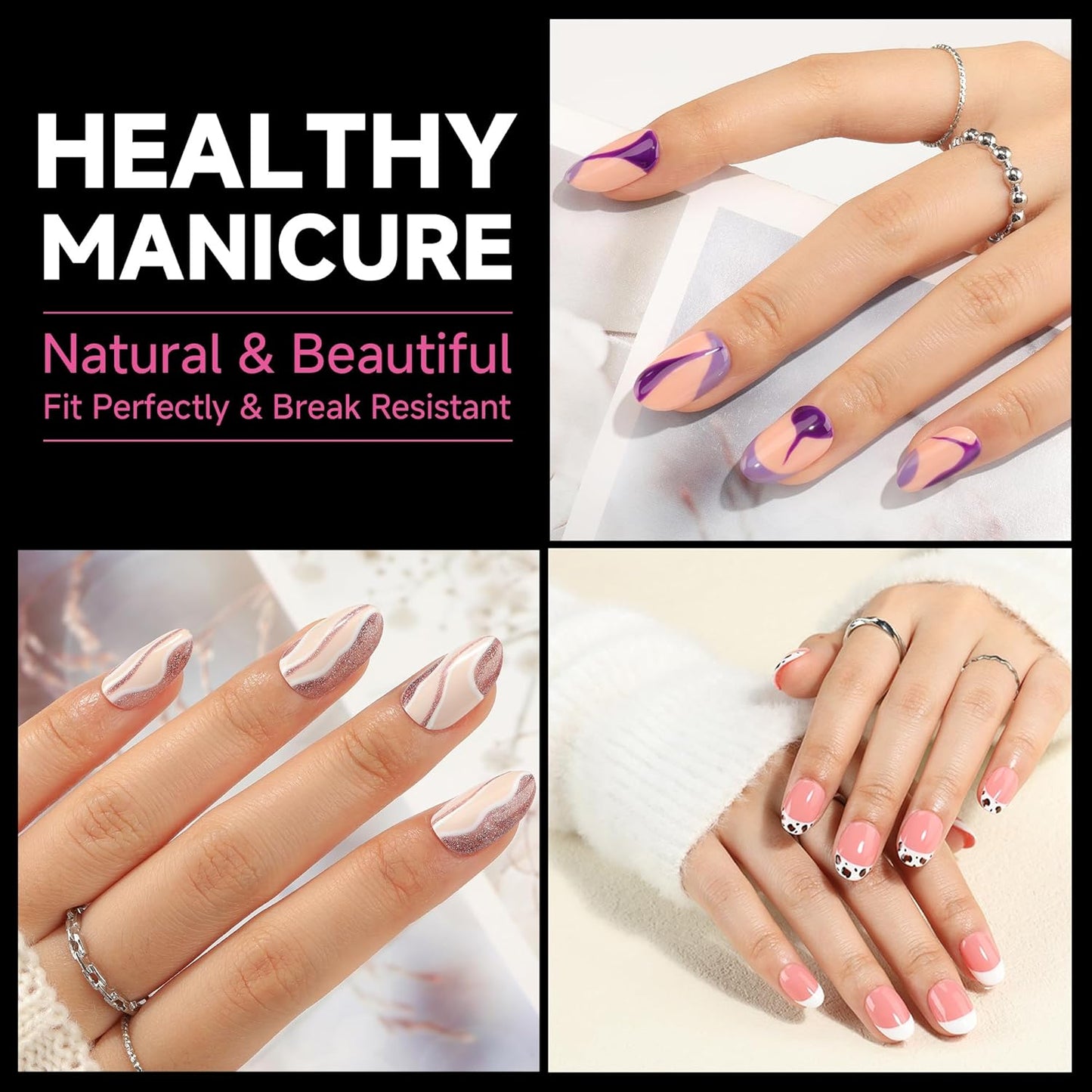 Short Coffin Press-On Nails | 216pcs Gel Tips for DIY Acrylic Extensions