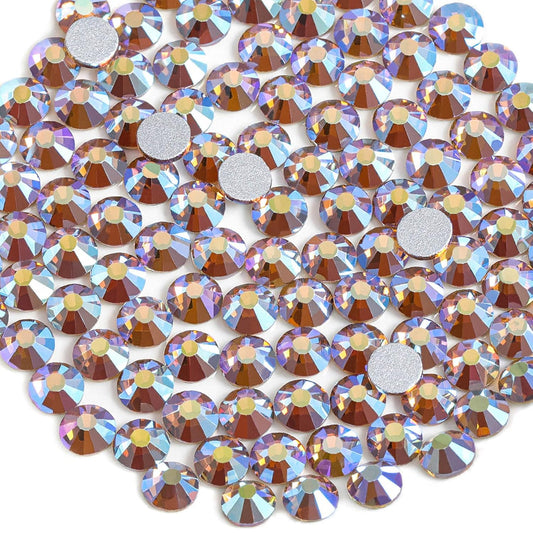 beadsland 1440 Pieces Flat Back Crystal Rhinestones Round Gems, Lt.Colorado Topaz AB,SS8,2.3-2.5mm