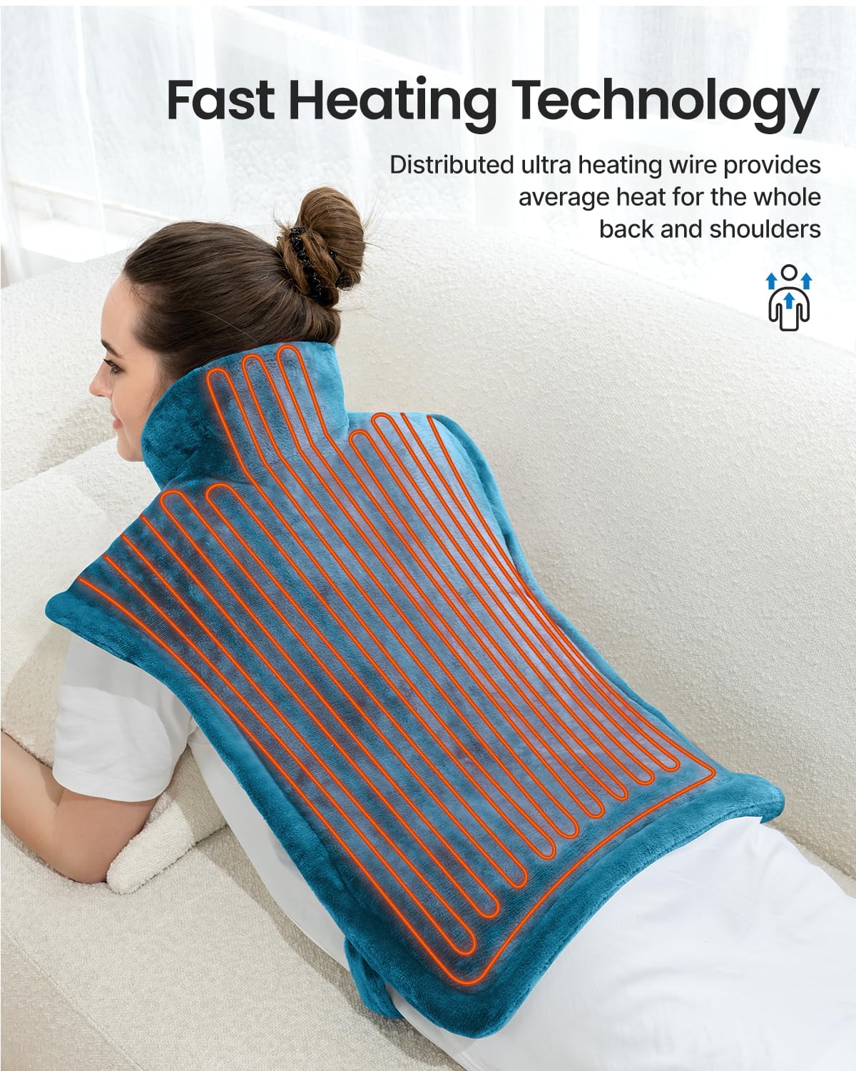 RENPHO Electric Heating Pad for Back Pain Relief, Birthday Christmas Gifts for Women Men Mom Dad Elderly, FSA Eligible Items Only List, Large Heat Pad for Neck Shoulders, 24"x33", ETL Certified, Gray