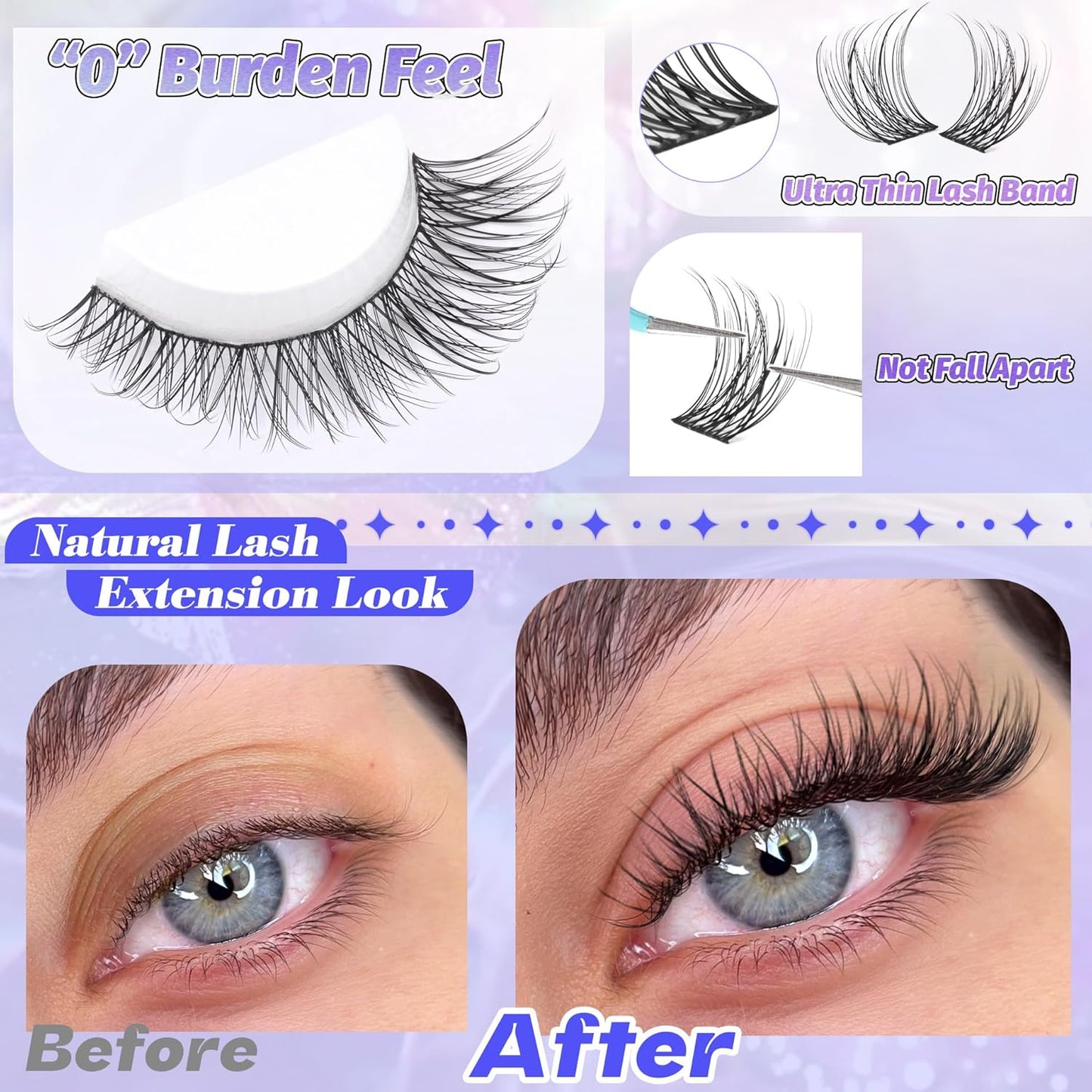 ALICE Wispy Cluster Eyelash Extensions | 192pcs Natural Individual Lashes | DIY 10-18mm