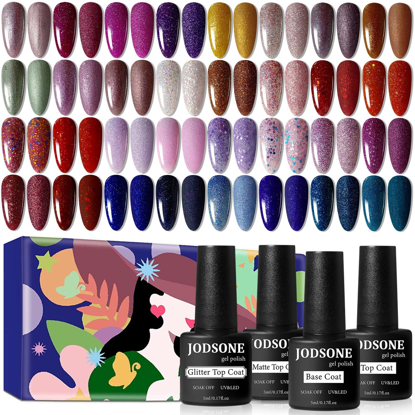 36-Piece Gel Nail Polish Set | 32 Colors, Base & Top Coats | Gifts for Women