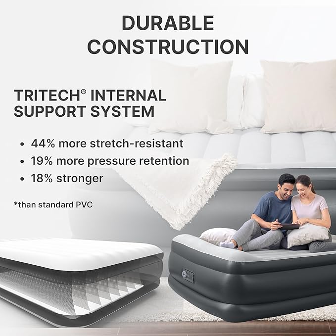 SleepLux Durable Inflatable Air Mattress with Built-in Pump, Pillow and USB Charger