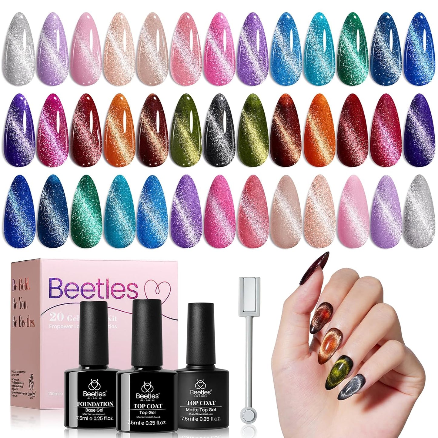 Beetles 36-Color Gel Nail Polish Set | Sparkle & Glitter | Manicure Kit for Women