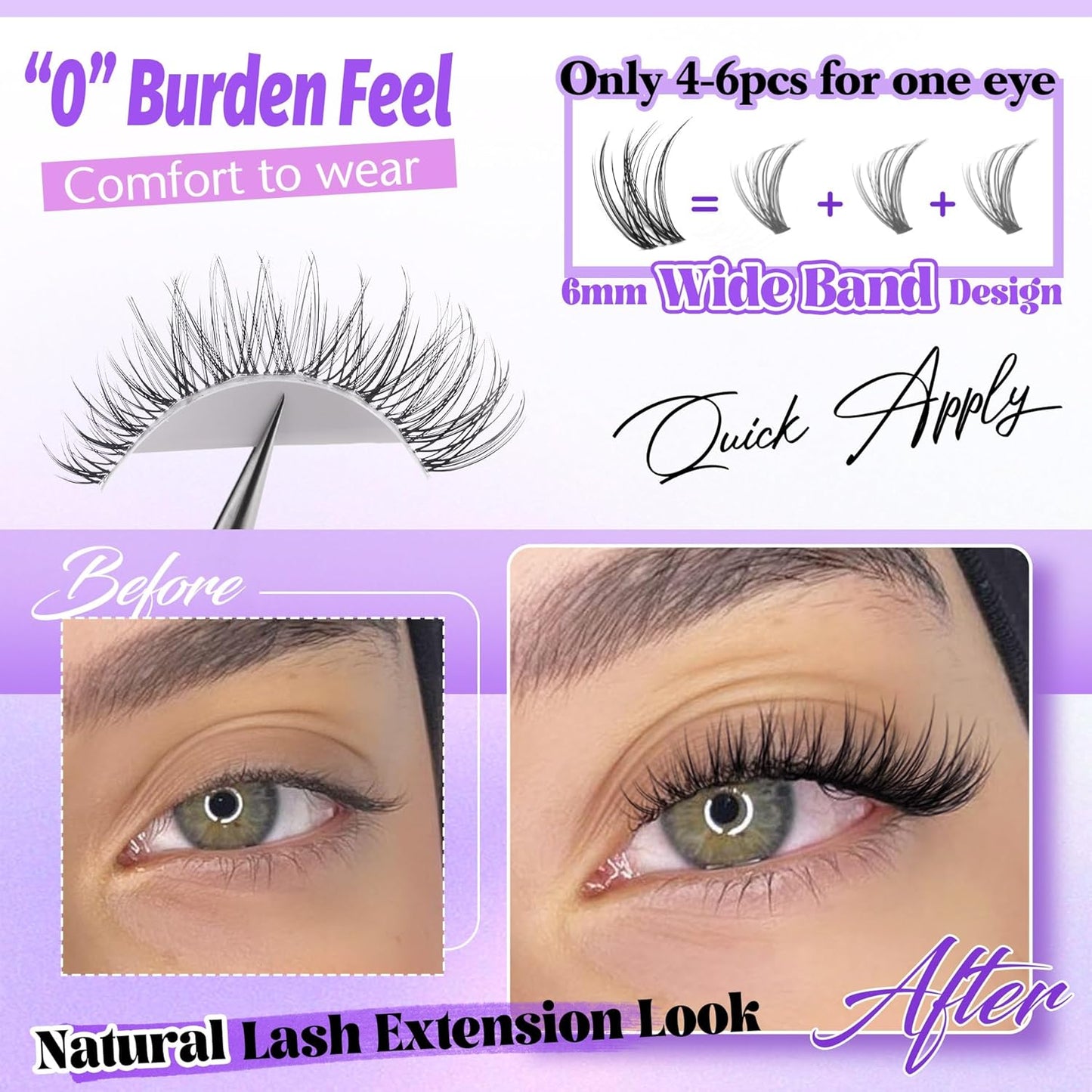 ALICE Wispy Cluster Eyelash Extensions | 192pcs Natural Individual Lashes | DIY 10-18mm