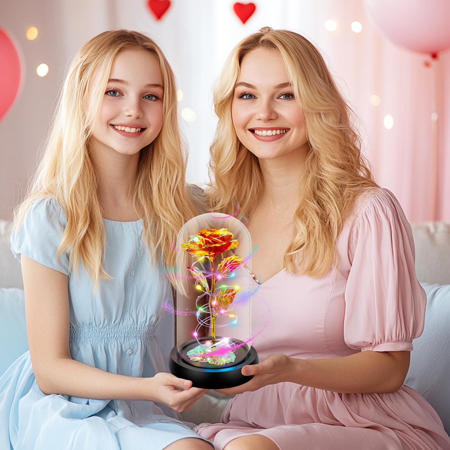 Childom Valentines Day Rose Gifts for Her,Birthday Gifts for Women Mom Mothers Day,Flowers for Delivery Prime,Rotating Red Light Up Rose in A Glass Dome,Anniversary Valentines Rose Gift for Wife