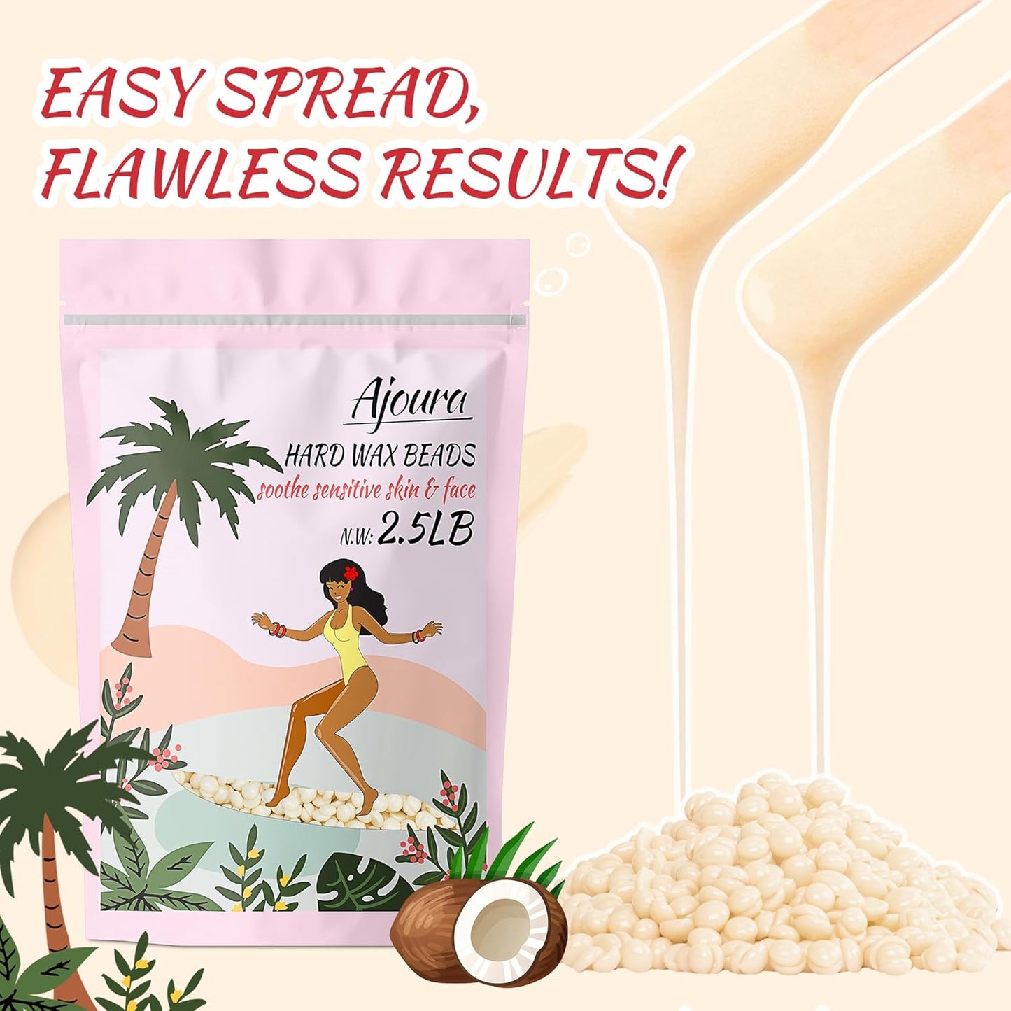 Pink Rose Hard Wax Beads – 1Lb for Coarse Hair | At-Home Waxing for Women & Men