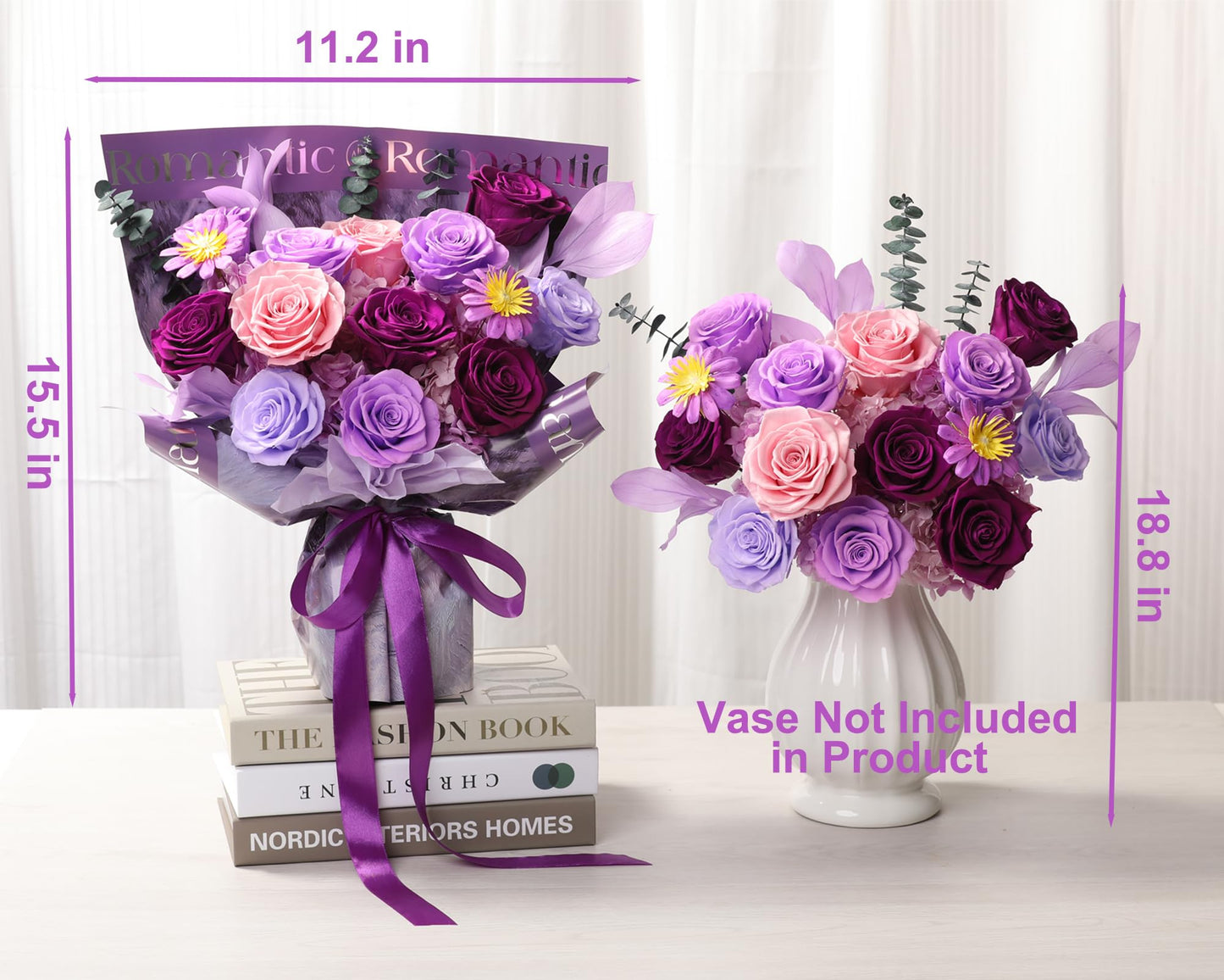 lovenfold Flowers for Delivery,Preserved Flowers Bouquets,Purple Rose Bouquets That Last 1-3 Years,Birthday Flowers Gifts for Women Mom Grandma Wife Friends