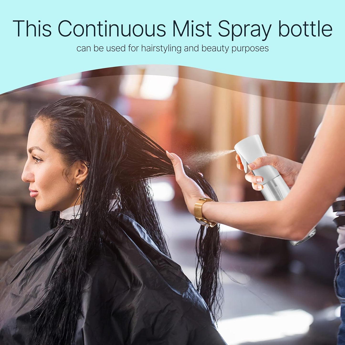 Continuous Mister Spray Bottle | 18.6oz Clear Hair & Plant Care