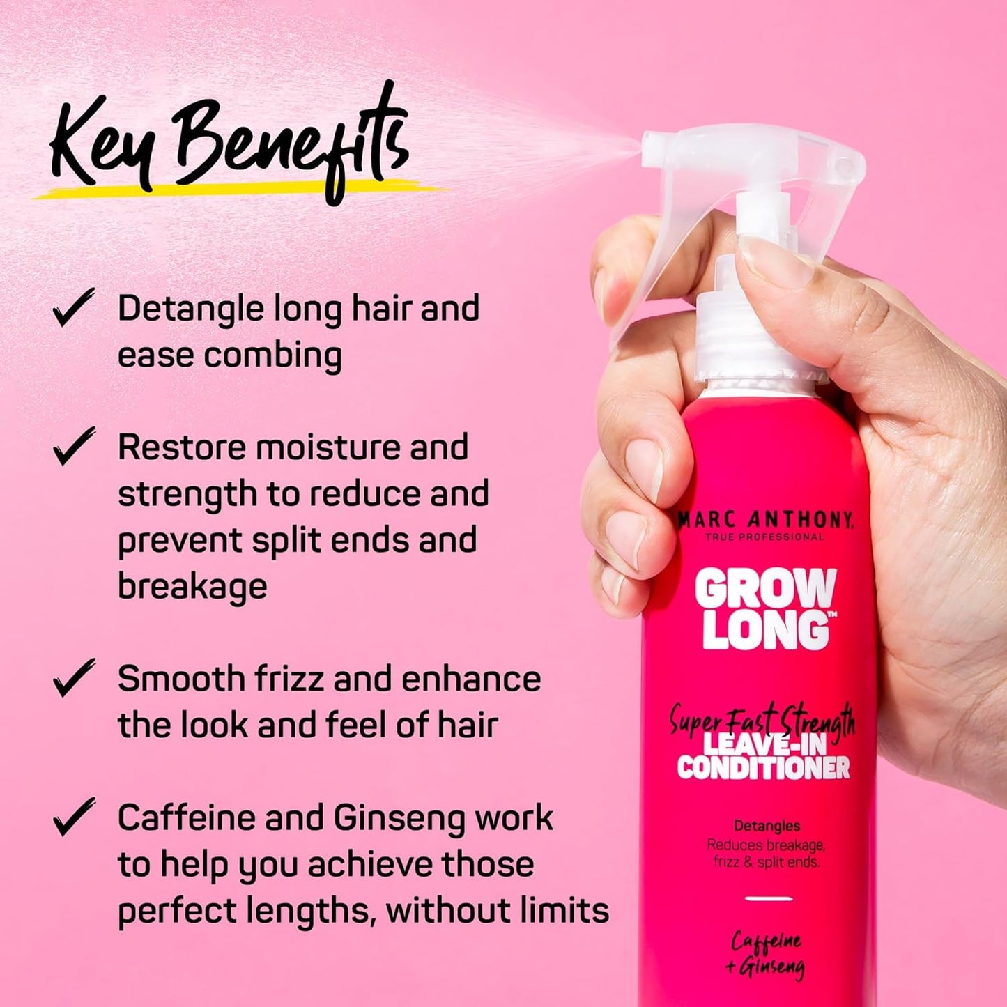 Marc Anthony Grow Long Leave-In Conditioner Spray | 2-Pack Anti-Frizz Detangler for Curly, Dry Hair