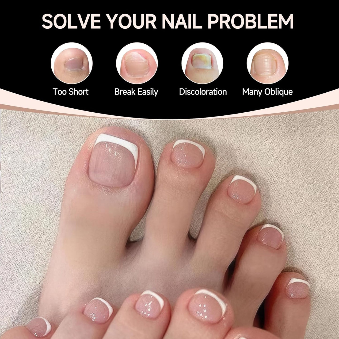 UNA GELLA 216 Pcs Square Toe Nail Tips | Soft Gel Full Cover Press-Ons