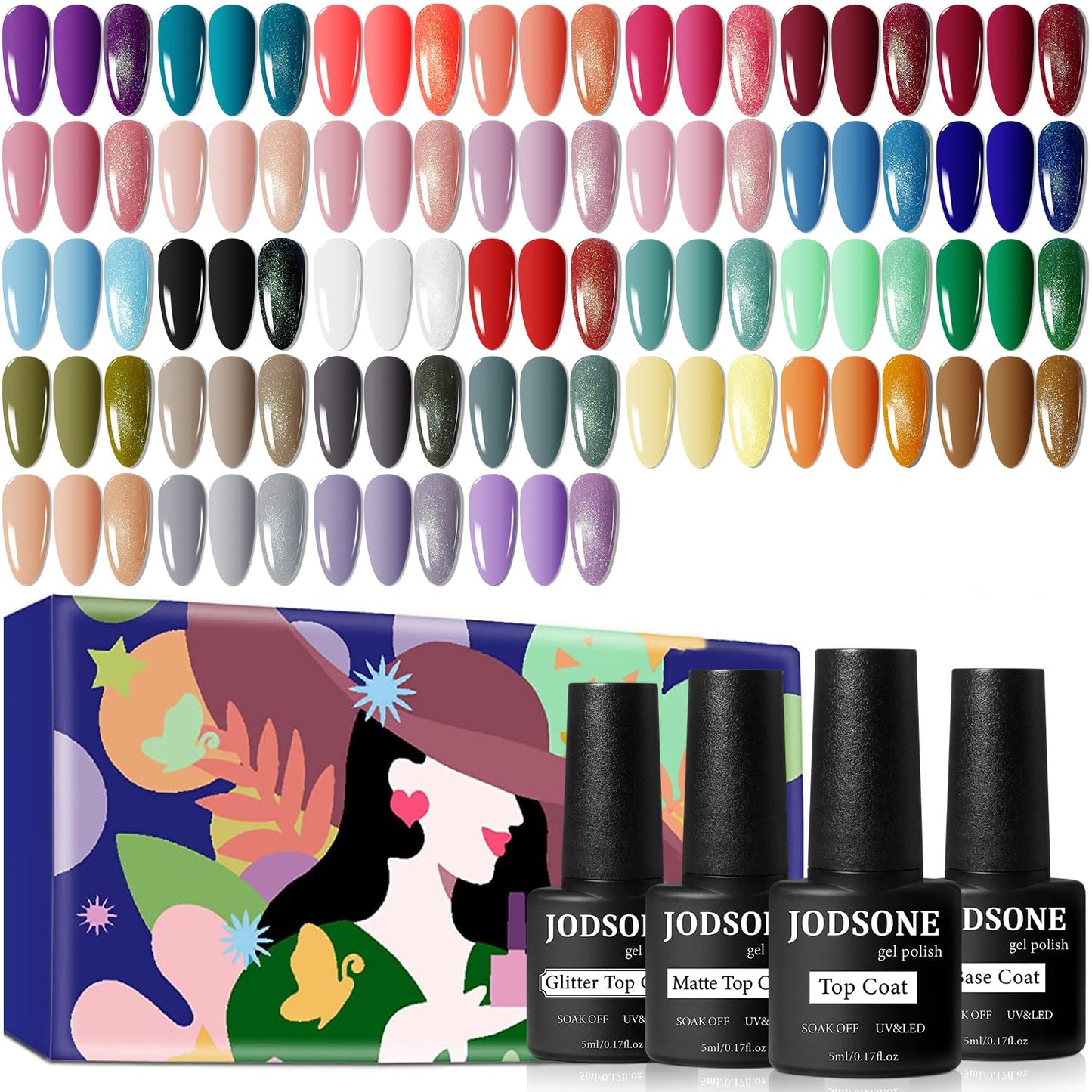 23-Piece Colorful Gel Nail Polish Kit | Classic Matte & Glossy Top Coats