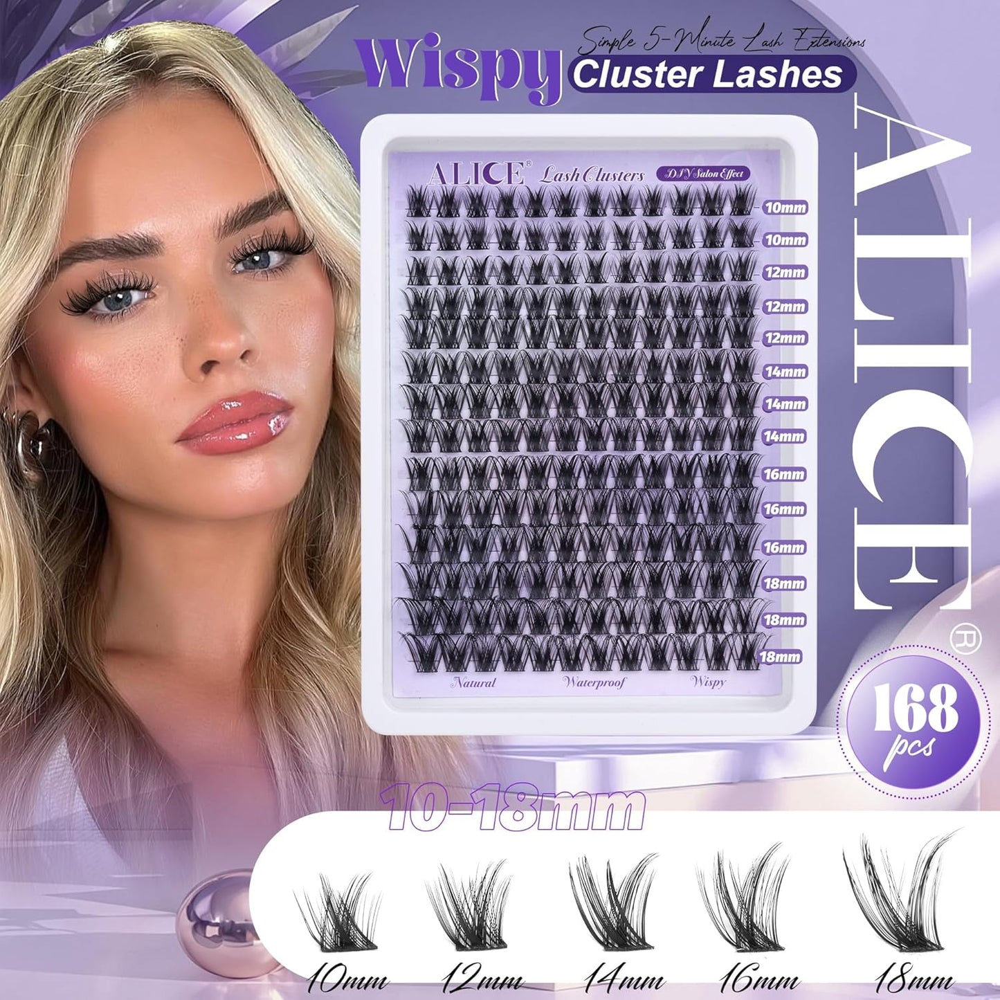Natural Wispy Cluster Eyelash Extensions | Waterproof DIY Lashes | 224 Pcs