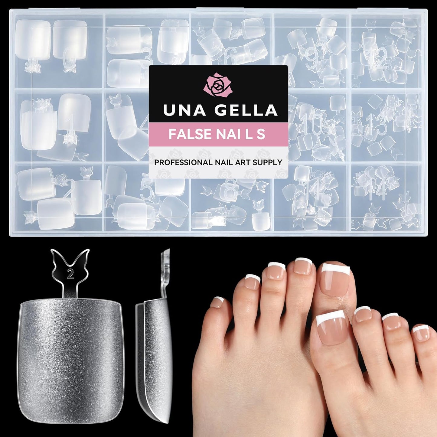 UNA GELLA 216 Pcs Square Toe Nail Tips | Soft Gel Full Cover Press-Ons