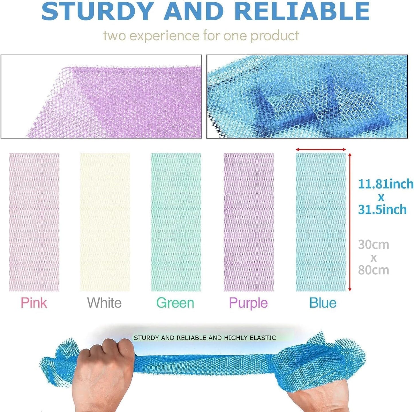Exfoliating African Bath Sponge | Long Net Body Scrubber | Green