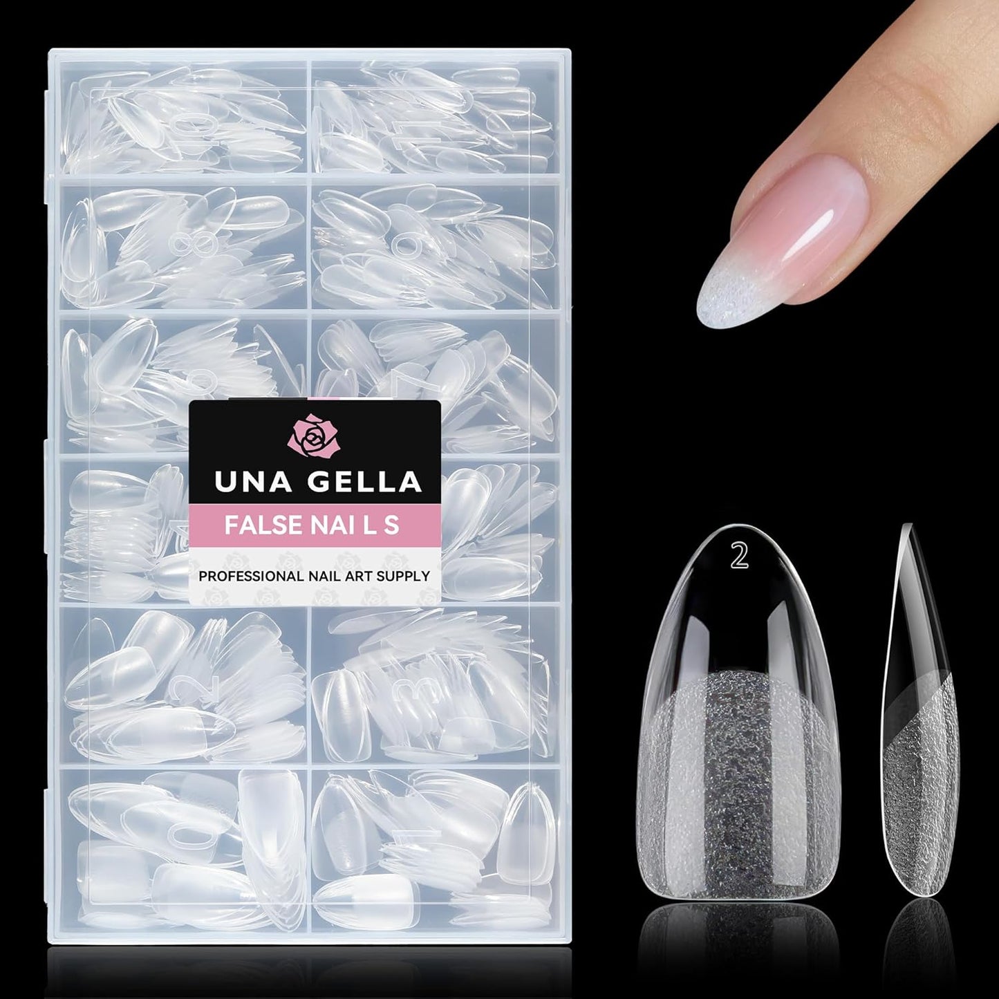 UNA GELLA 504Pcs Short Coffin Gel Press-On Nails | Pre-Etched For Women