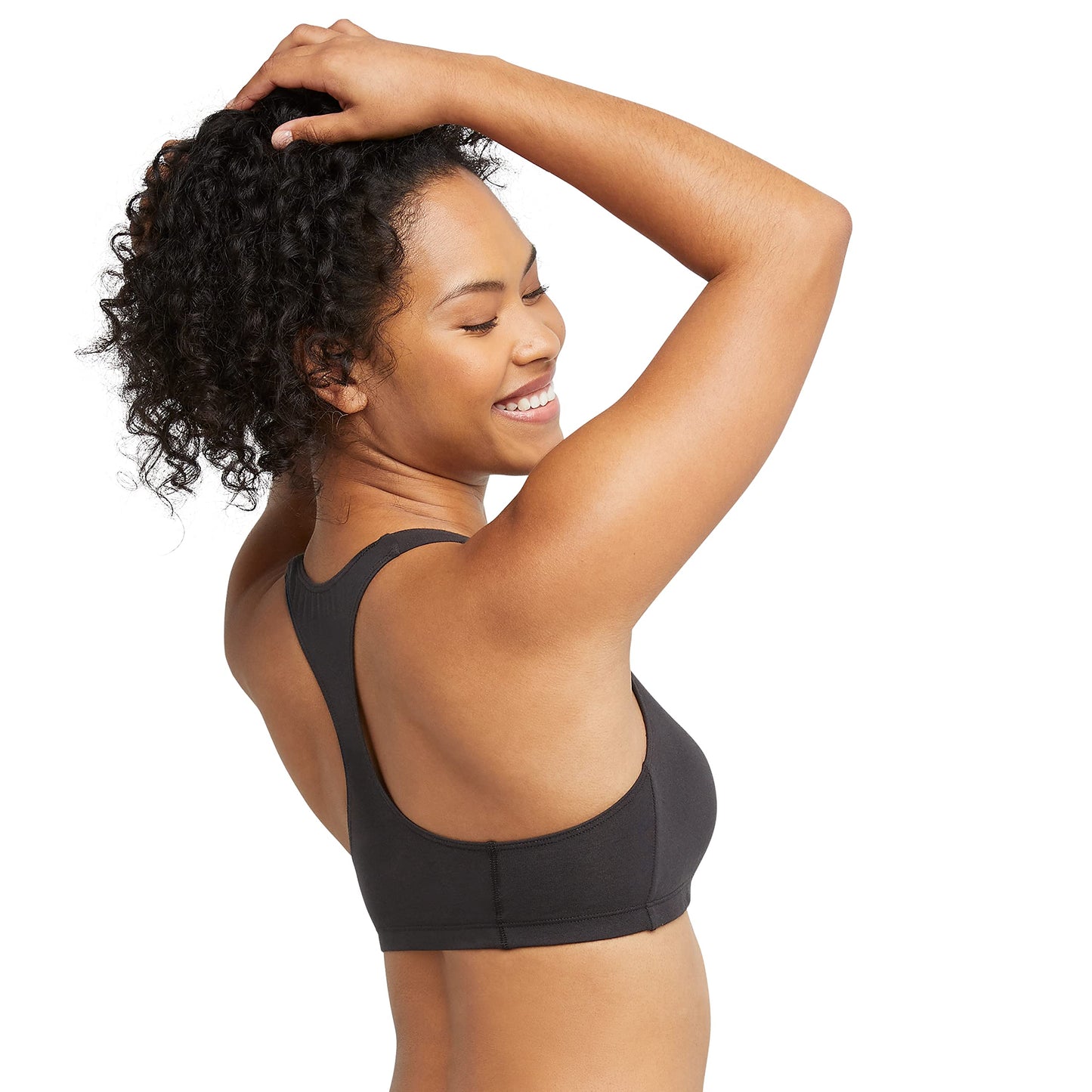 Hanes Women's Racerback Bralette Pack, Low Impact Sports Bra, Solid or Assorted, 3-Pack, White/Concrete Heather/Black