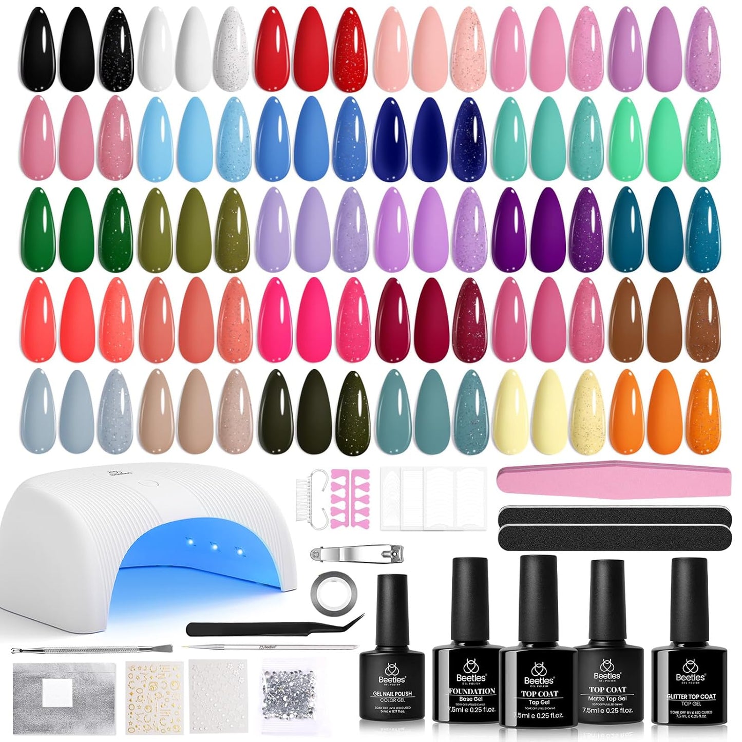 45 Colors Gel Nail Polish Kit | UV Light & Nail Tools | Travel-Friendly Gift for Women