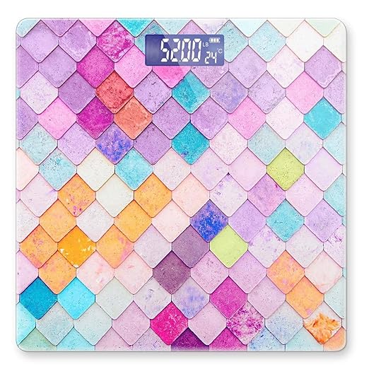 Weight Scale Digital Scale for Body Weight Bathroom Scales Personalized Scale for Body Weight 400 lbs with Large Backlit Display Easy Read - Colorful Tiles