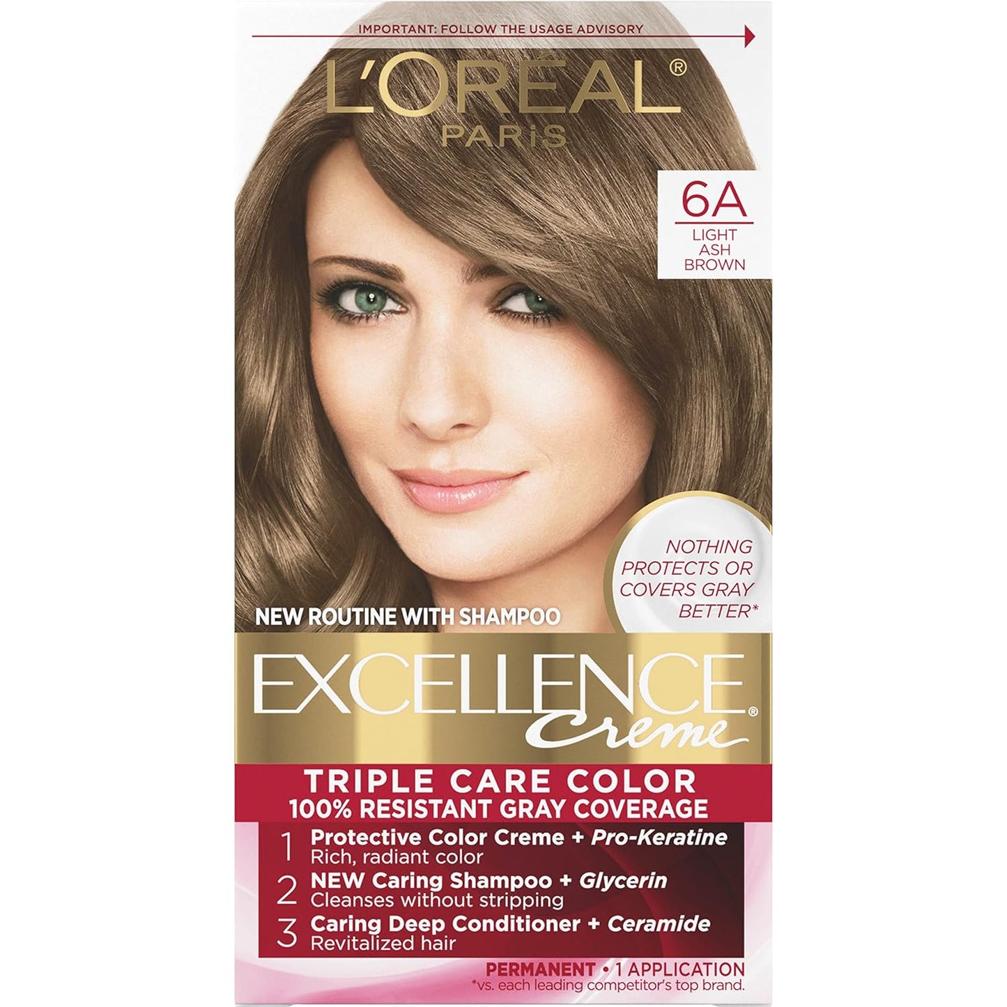 L'Oreal Paris Excellence Crème Hair Color | 4 Dark Brown | 100% Gray Coverage