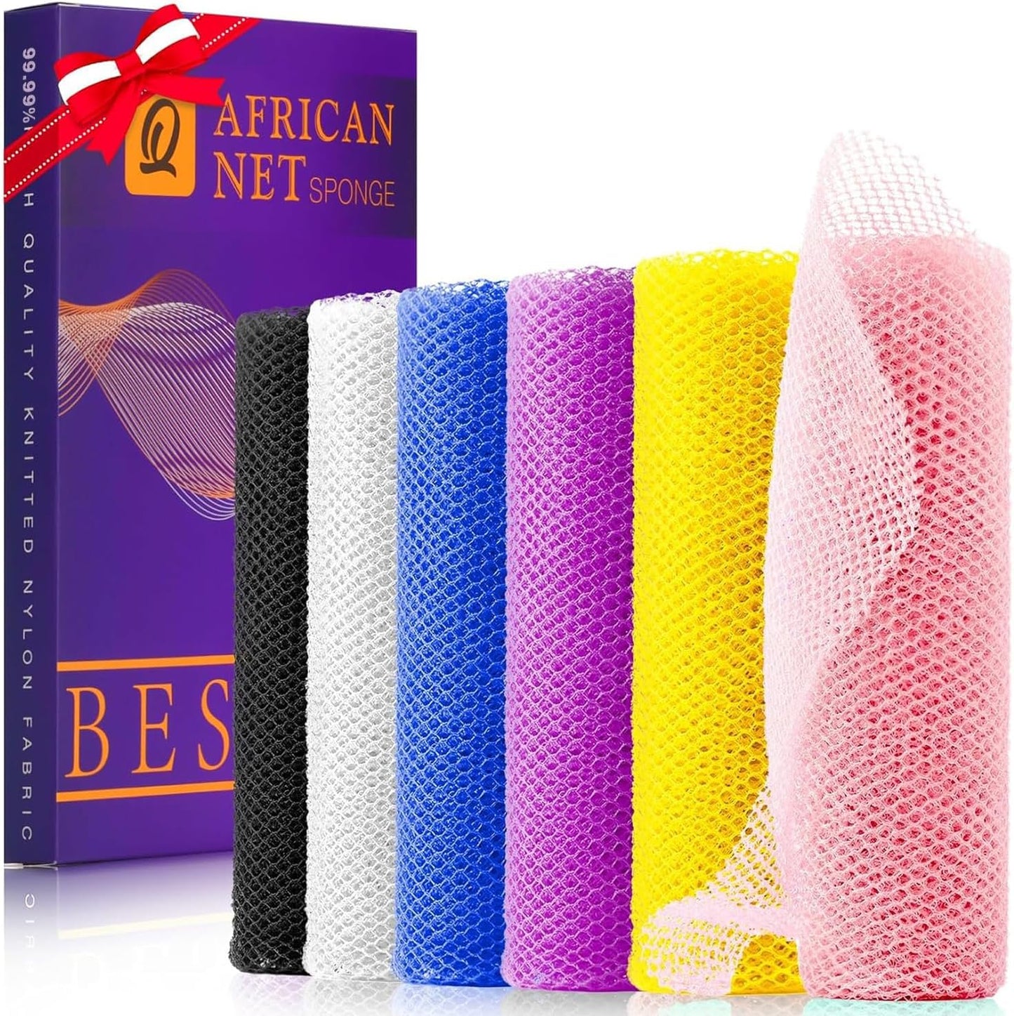 Exfoliating African Bath Sponge Set | 3-Piece Net Body Scrubber | Daily Use