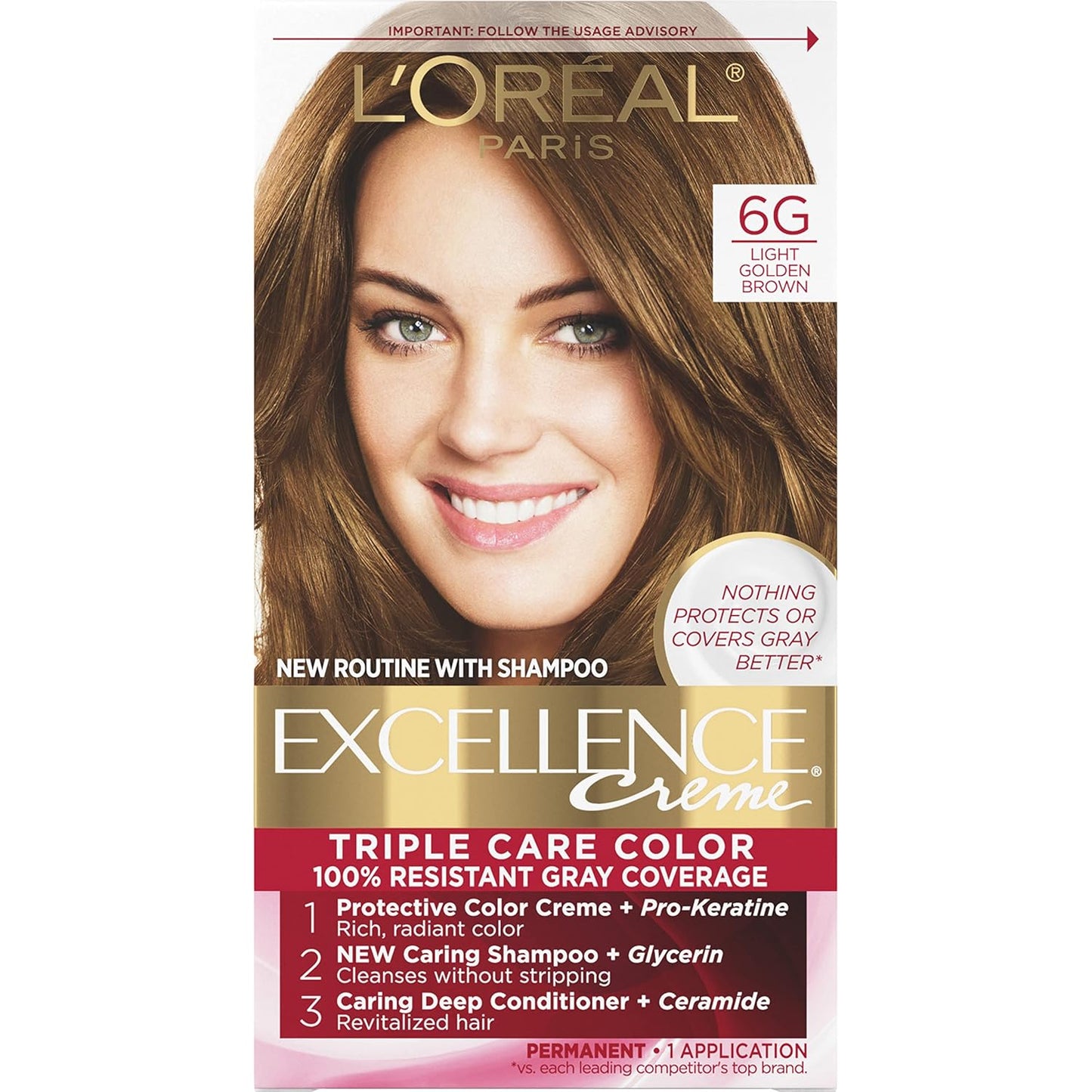 L'Oreal Paris Excellence Crème Hair Color | 5 Medium Brown | 100% Gray Coverage | Pack of 3
