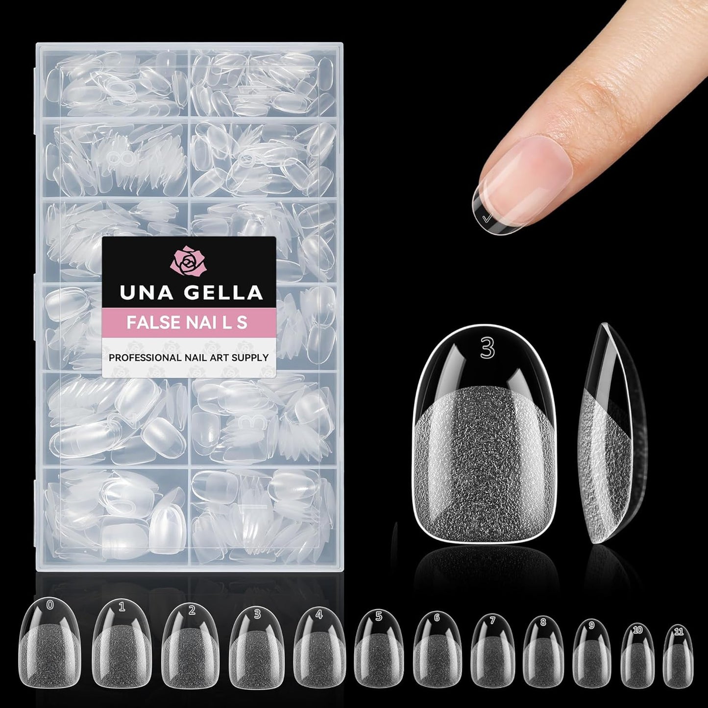UNA GELLA 504Pcs Short Coffin Gel Press-On Nails | Pre-Etched For Women
