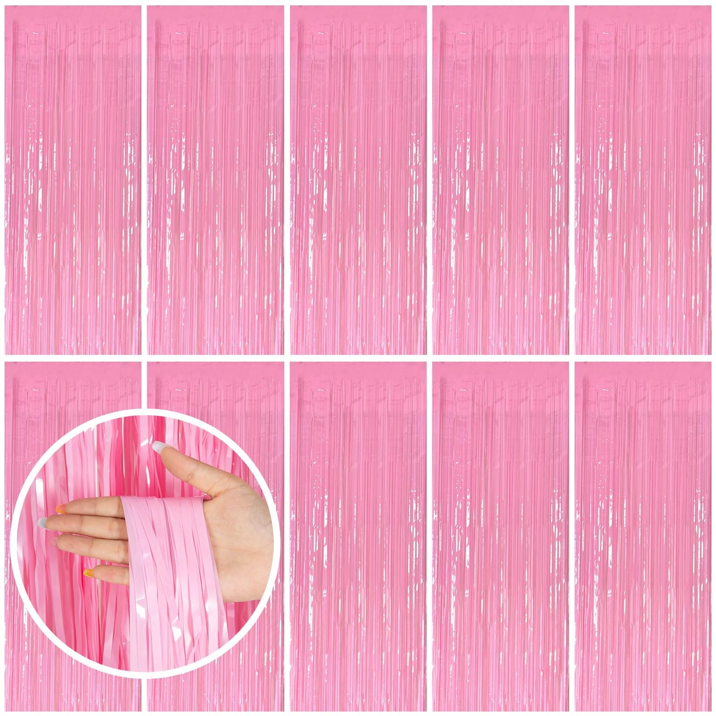 2 Pack Pink Backdrop Party Decorations Tinsel Curtain Party Backdrop Foil Fringe Birthday Decorations Photo Booth Streamer Backdrop Pink Theme Bachelorette Graduation Decor